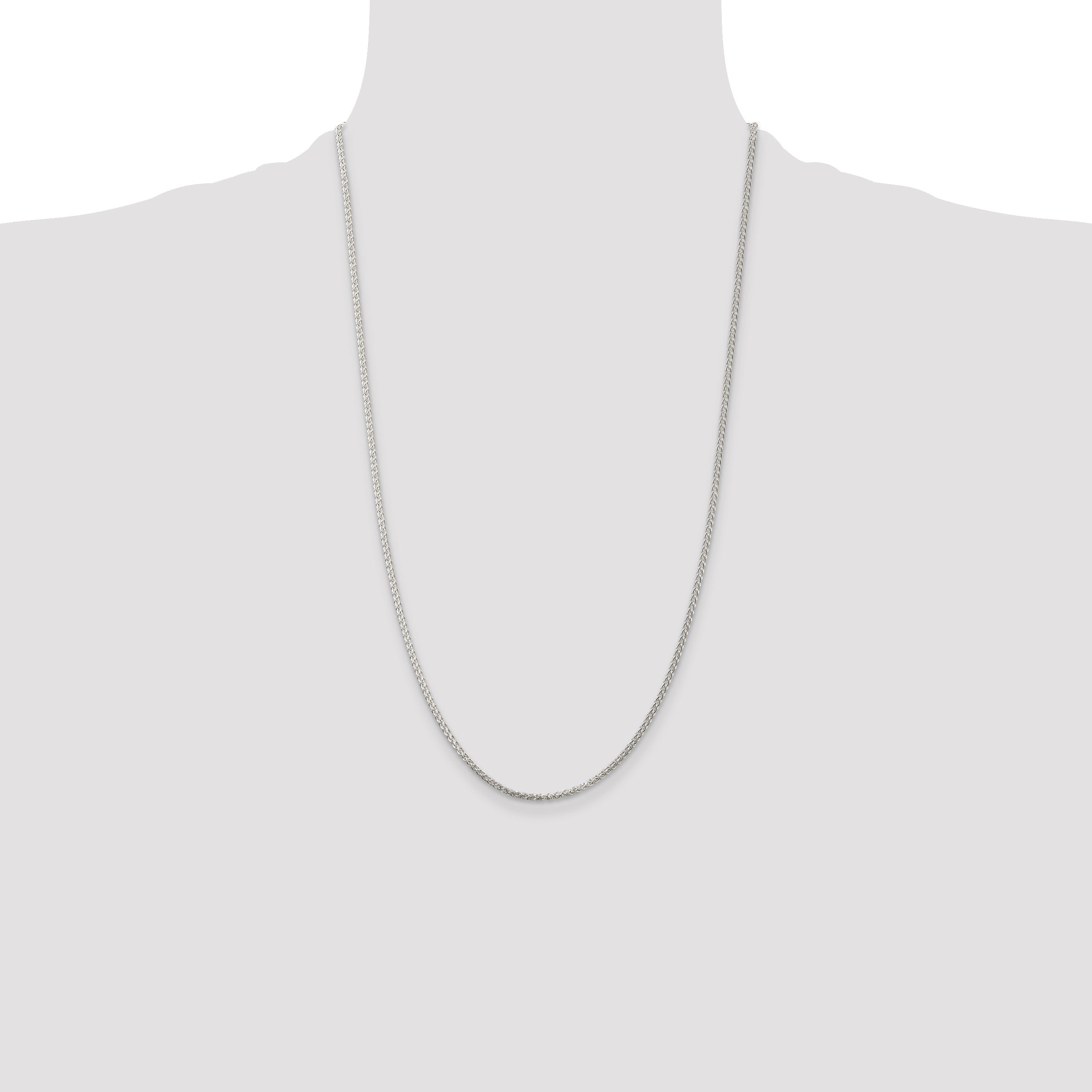 26 Inch Sterling Silver Rhodium-Plated 1.75mm Round Spiga Chain Necklace