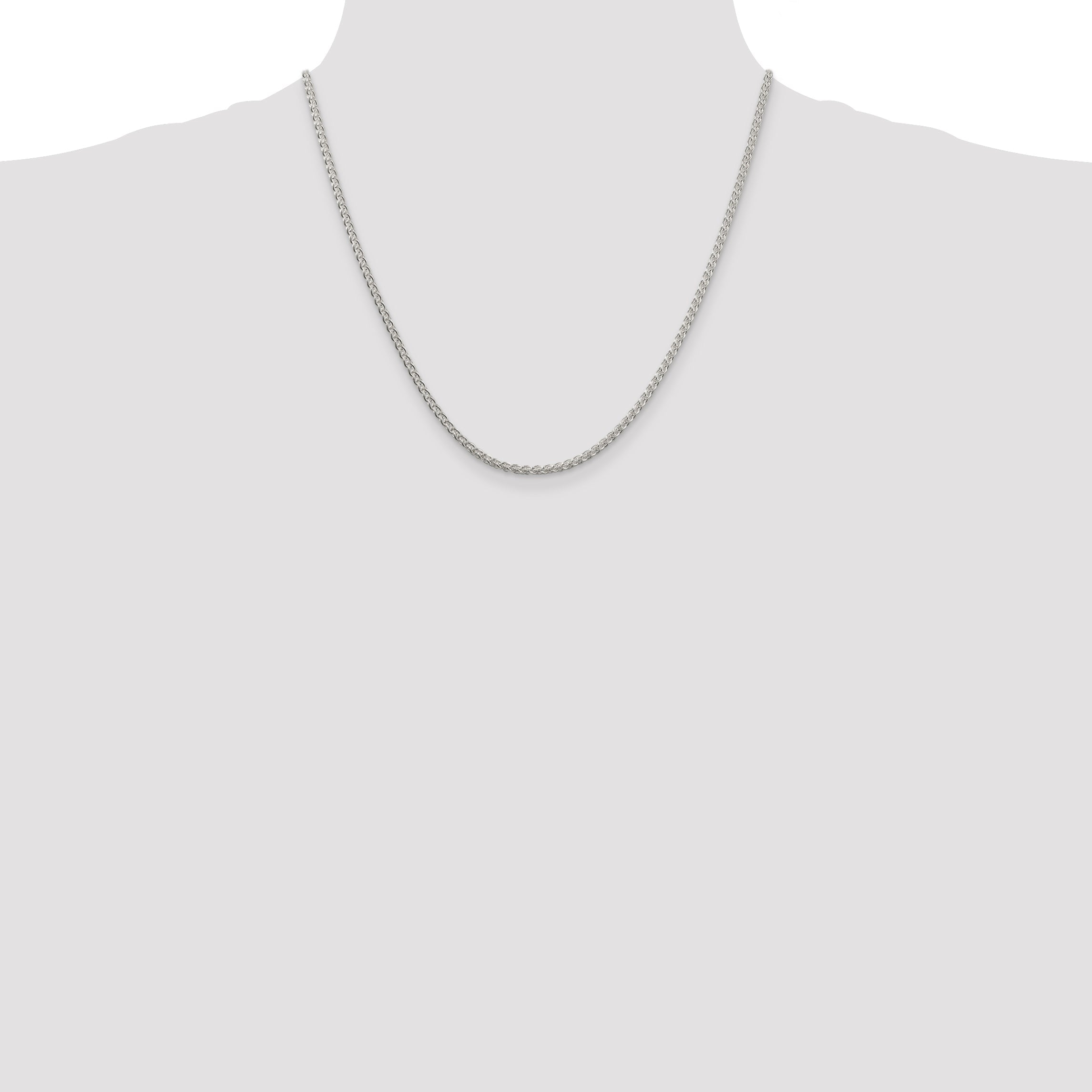 20 Inch Sterling Silver 2.5mm Round Spiga Chain Necklace