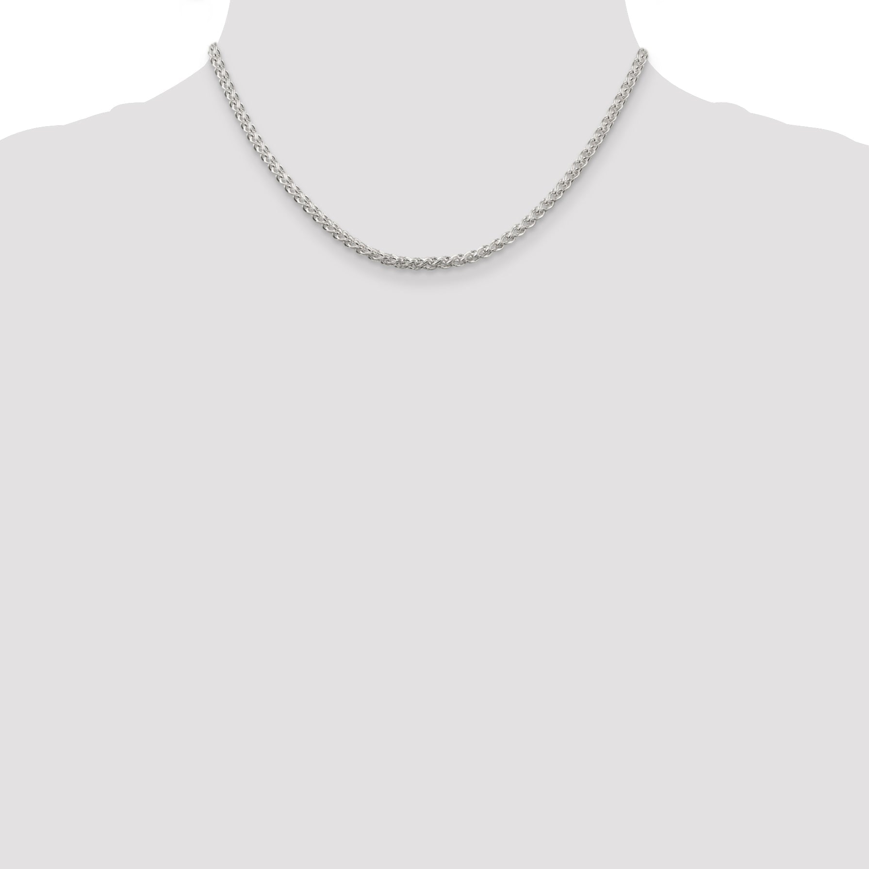16 Inch Sterling Silver 3mm Round Spiga Chain Necklace