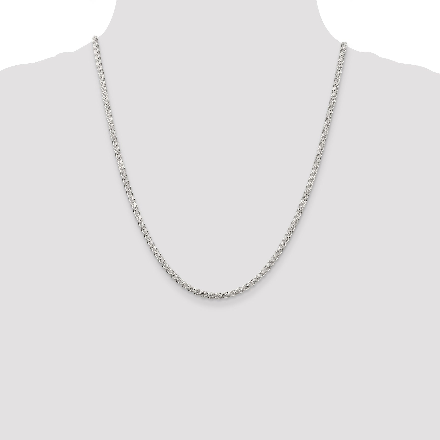 22 Inch Sterling Silver 3mm Round Spiga Chain Necklace