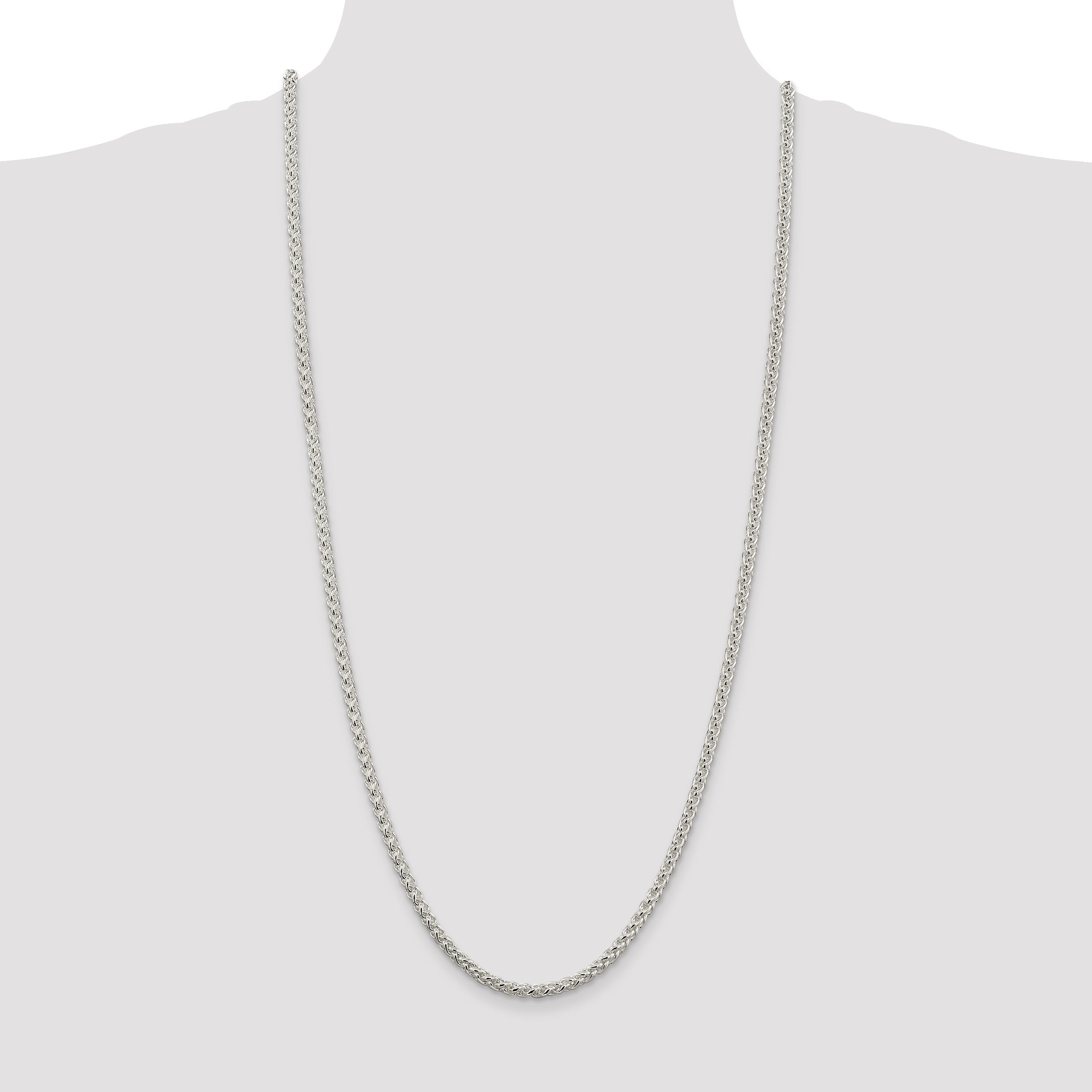 30 Inch Sterling Silver 4mm Round Spiga Chain Necklace