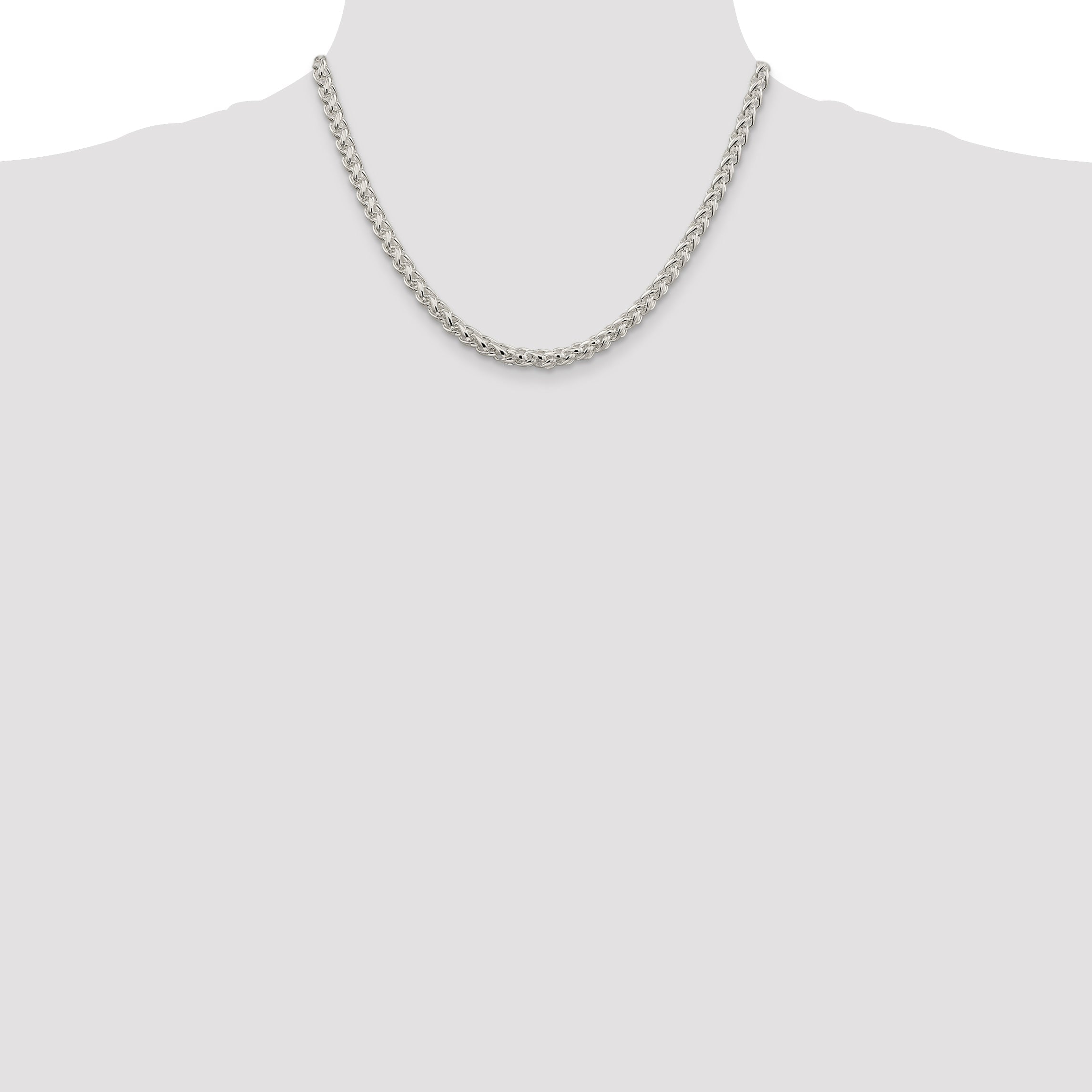 18 Inch Sterling Silver 5mm Round Spiga Chain Necklace