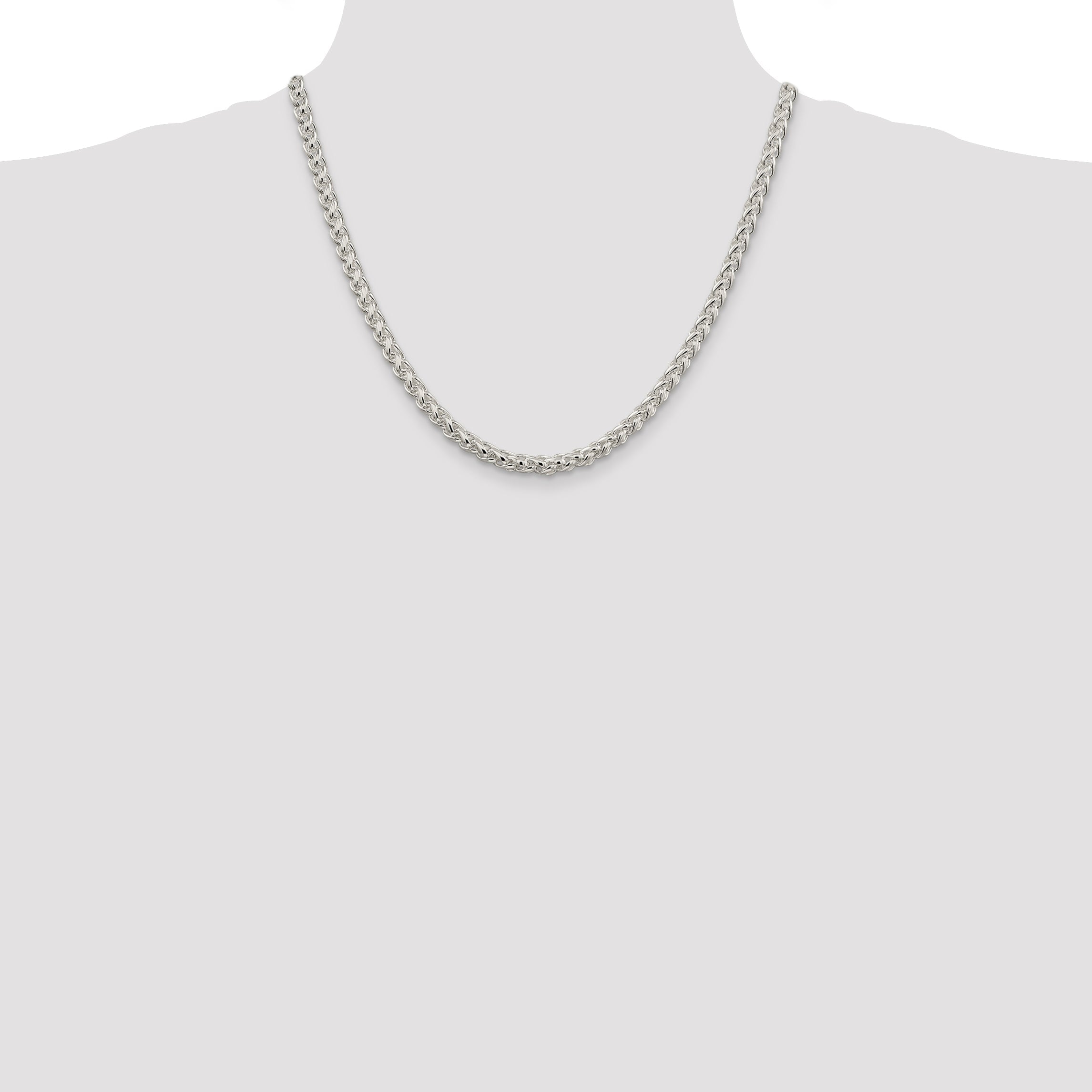 20 Inch Sterling Silver 5mm Round Spiga Chain Necklace