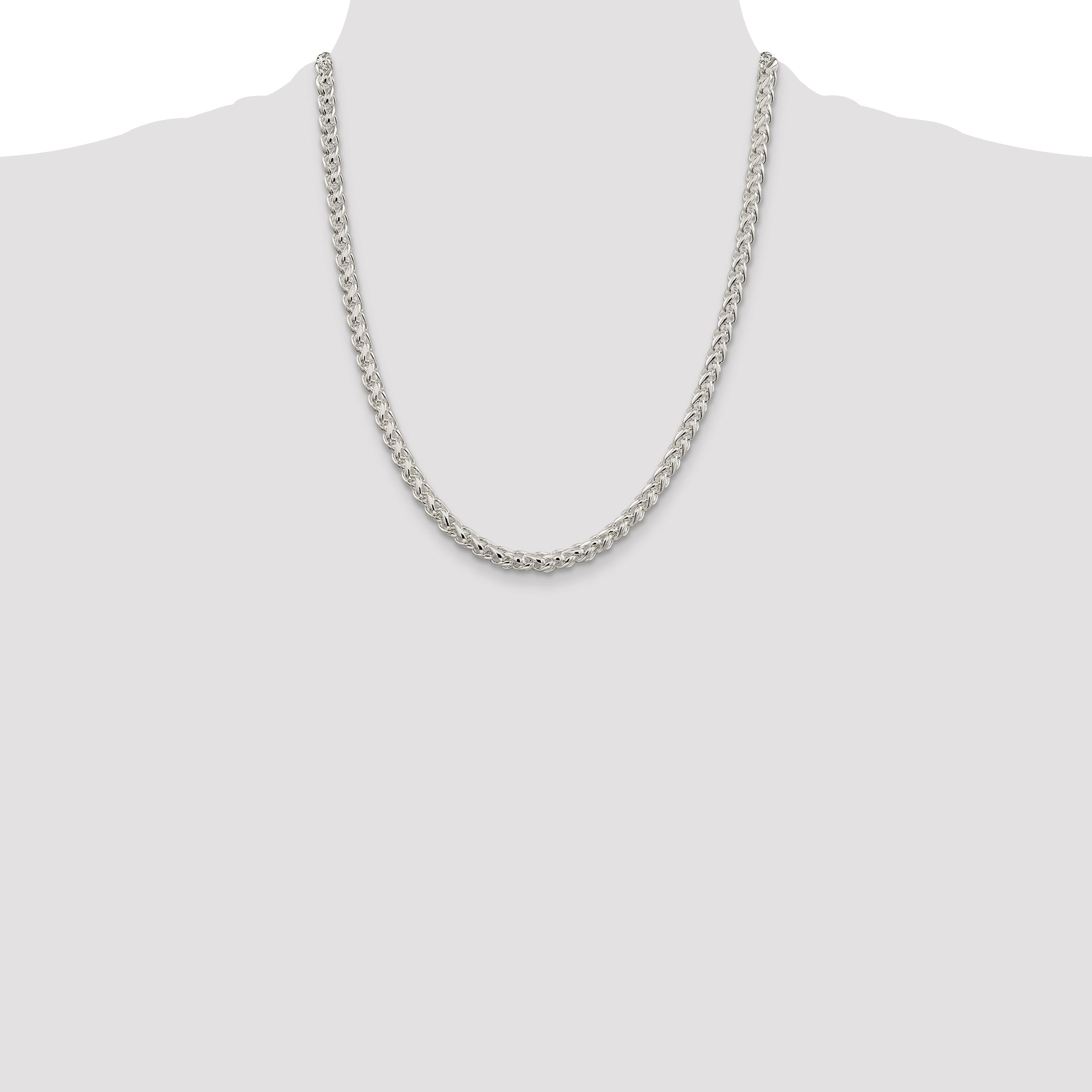 22 Inch Sterling Silver 5mm Round Spiga Chain Necklace