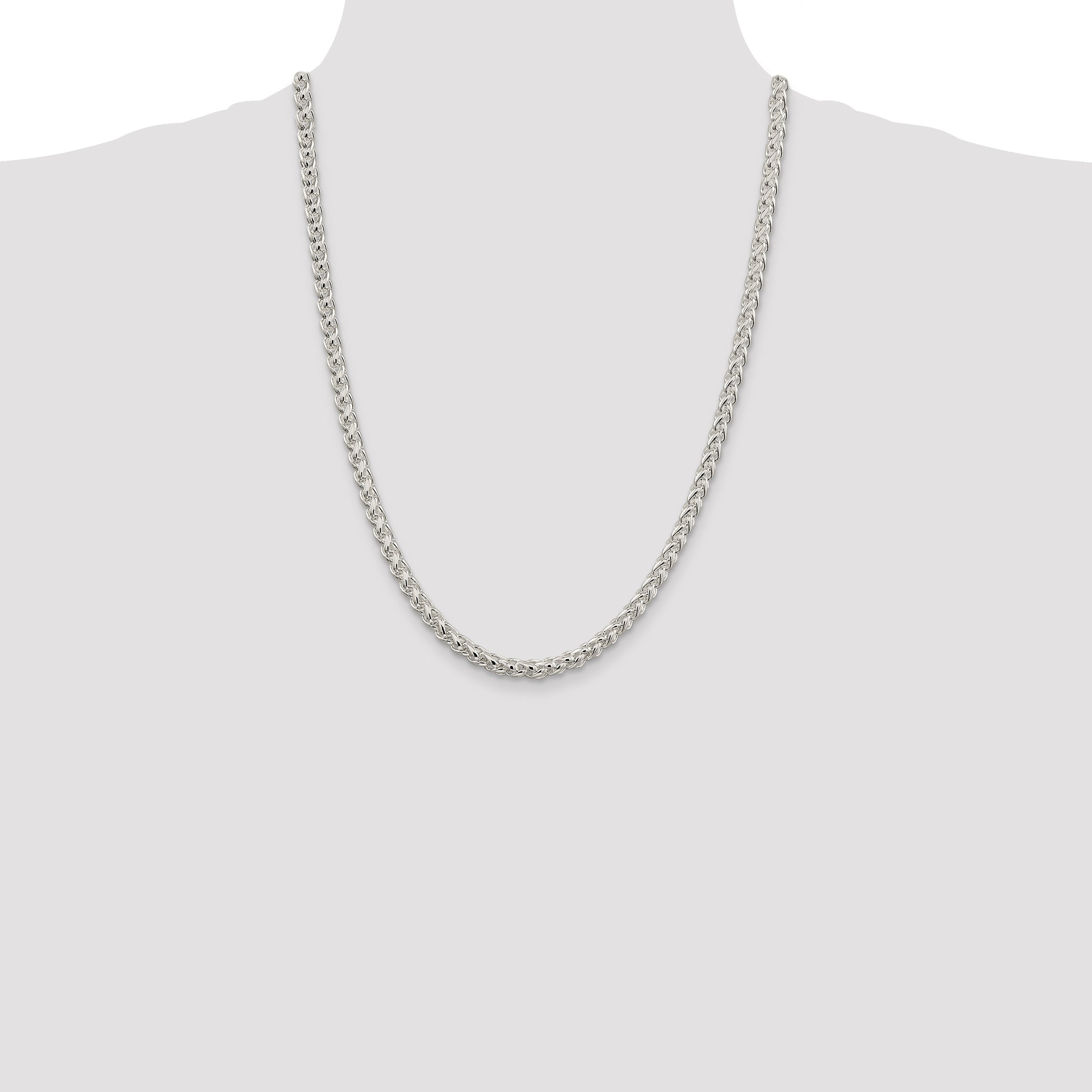 24 Inch Sterling Silver 5mm Round Spiga Chain Necklace