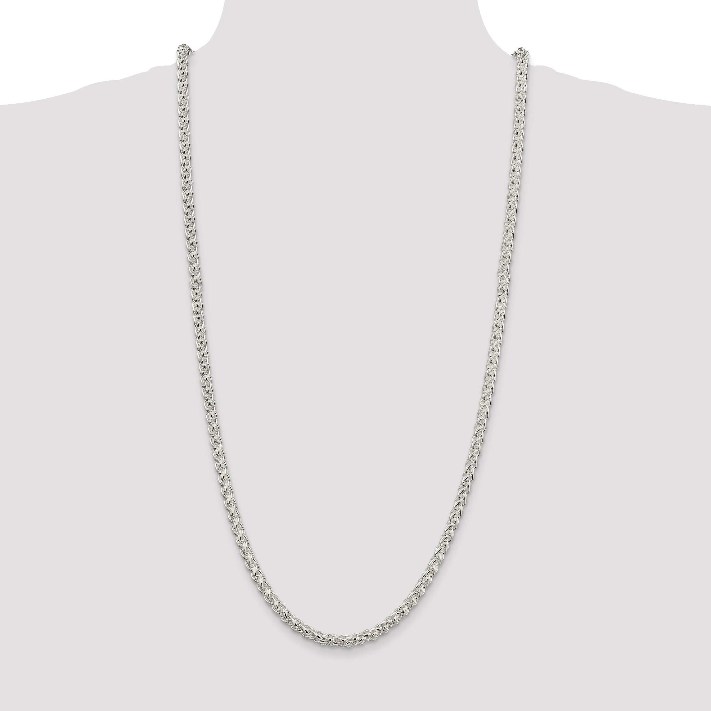 30 Inch Sterling Silver 5mm Round Spiga Chain Necklace