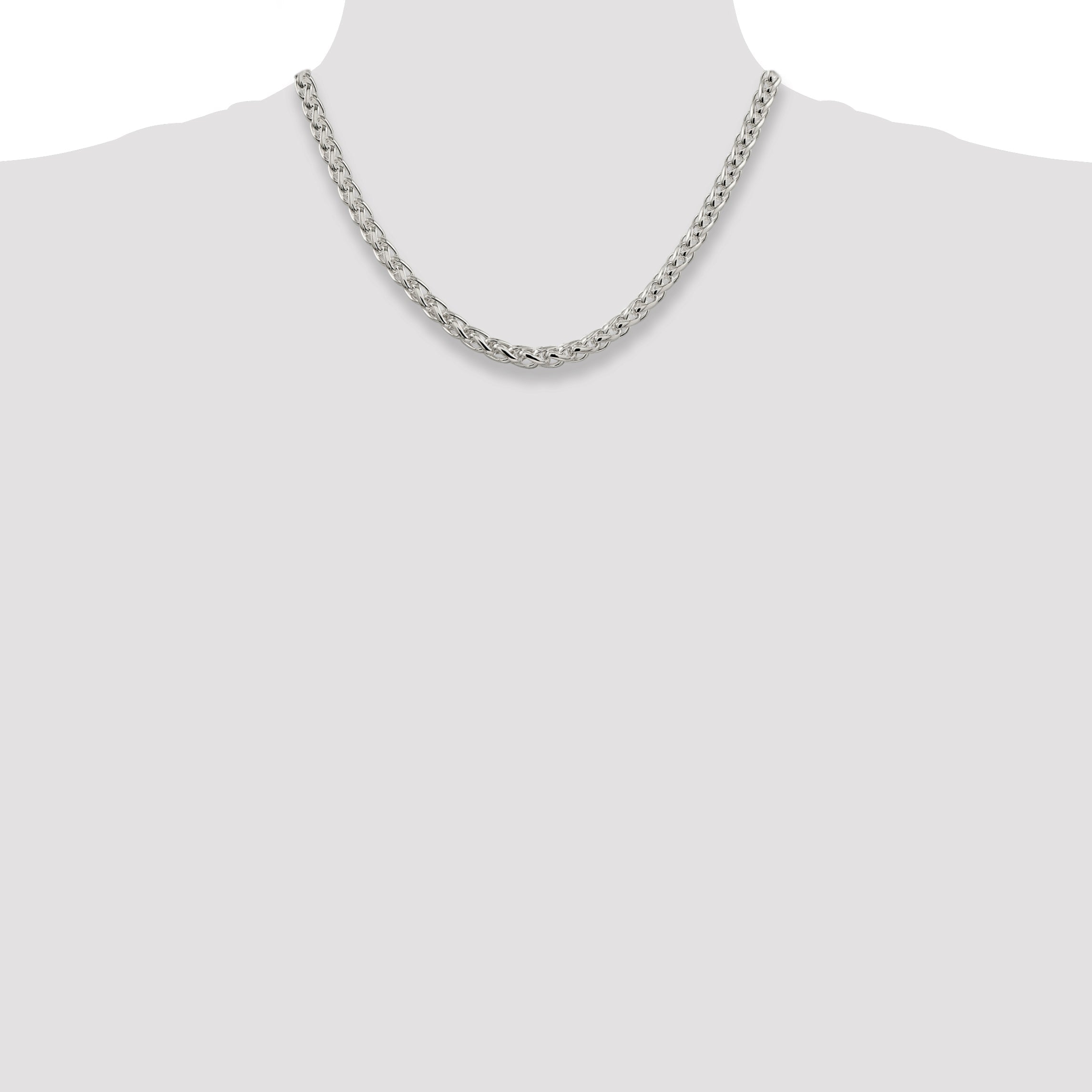 18 Inch Sterling Silver 6mm Round Spiga Chain Necklace