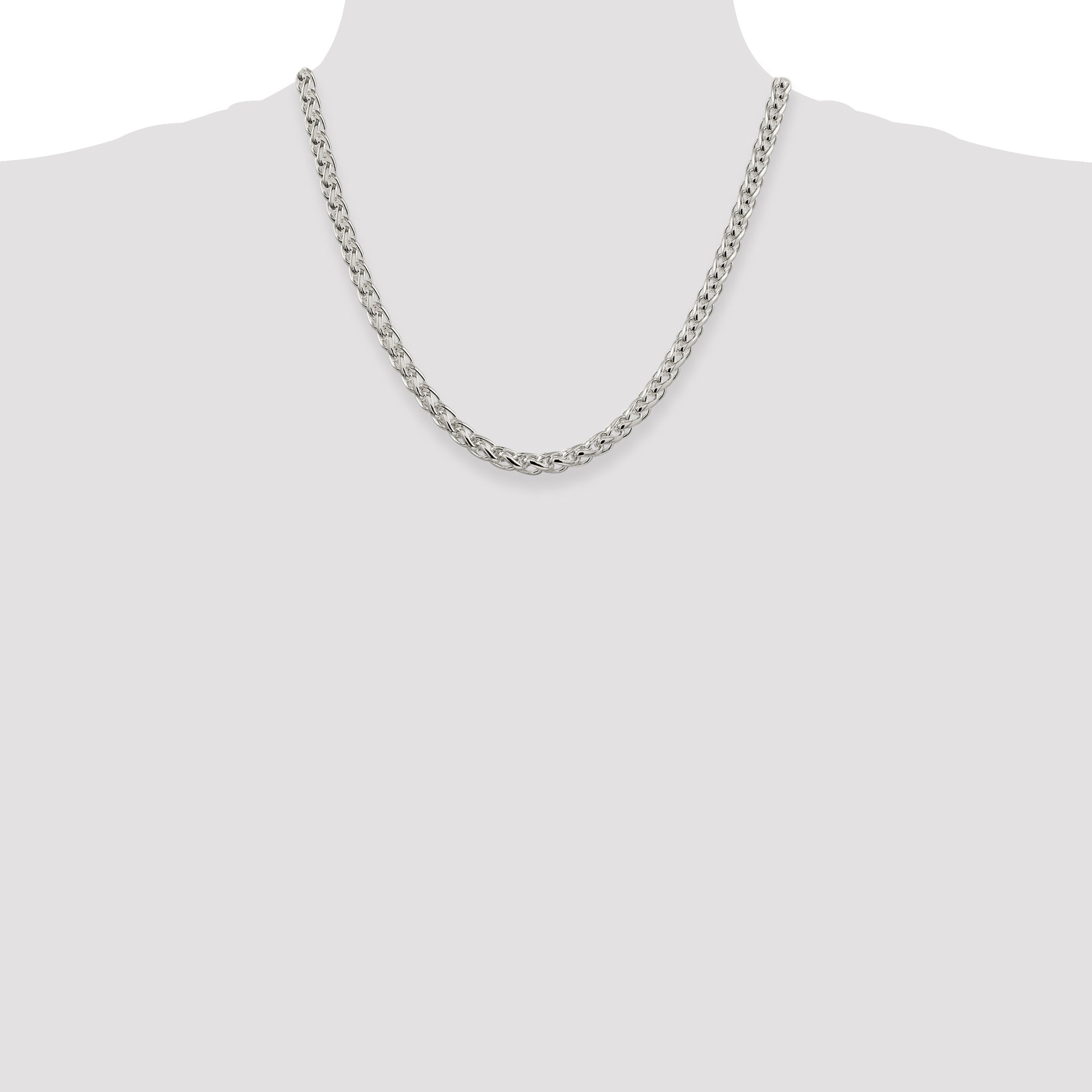 20 Inch Sterling Silver 6mm Round Spiga Chain Necklace
