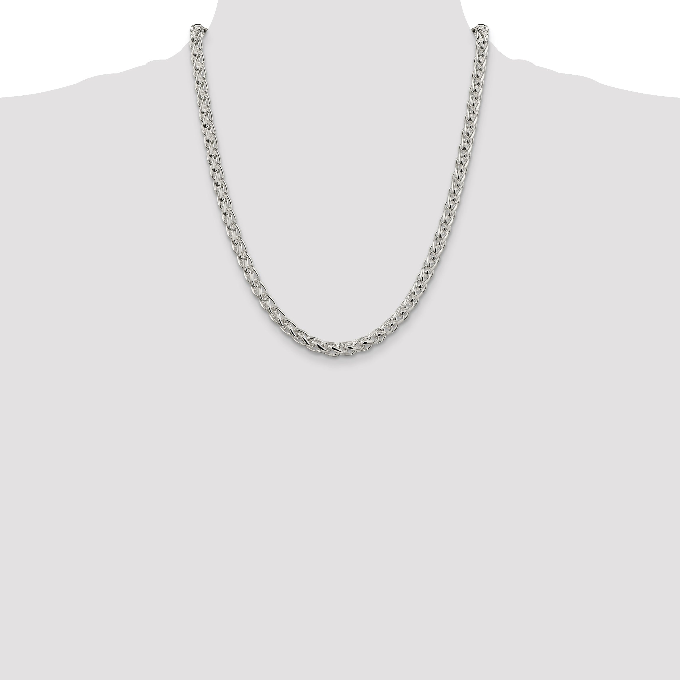 22 Inch Sterling Silver 6mm Round Spiga Chain Necklace