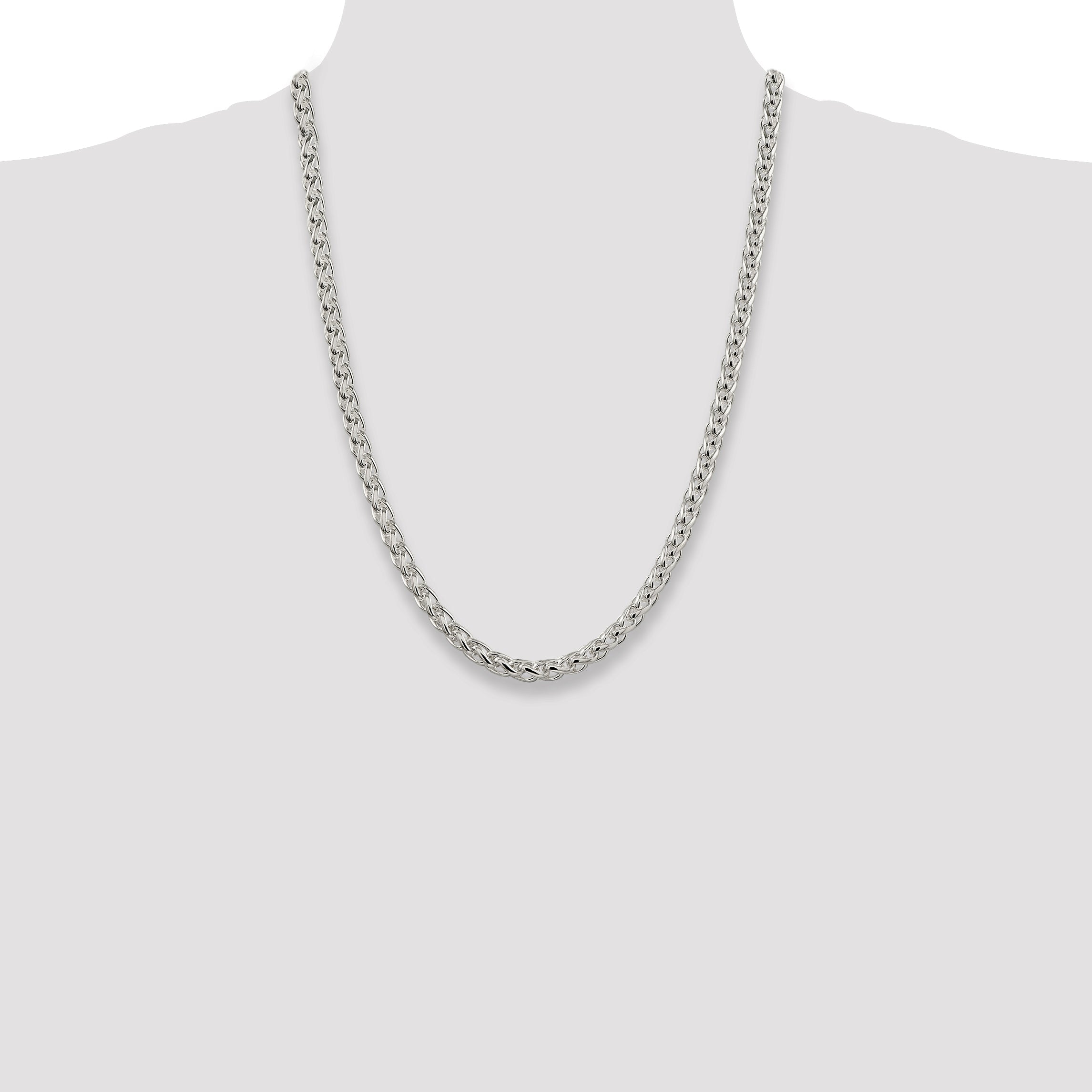 24 Inch Sterling Silver 6mm Round Spiga Chain Necklace
