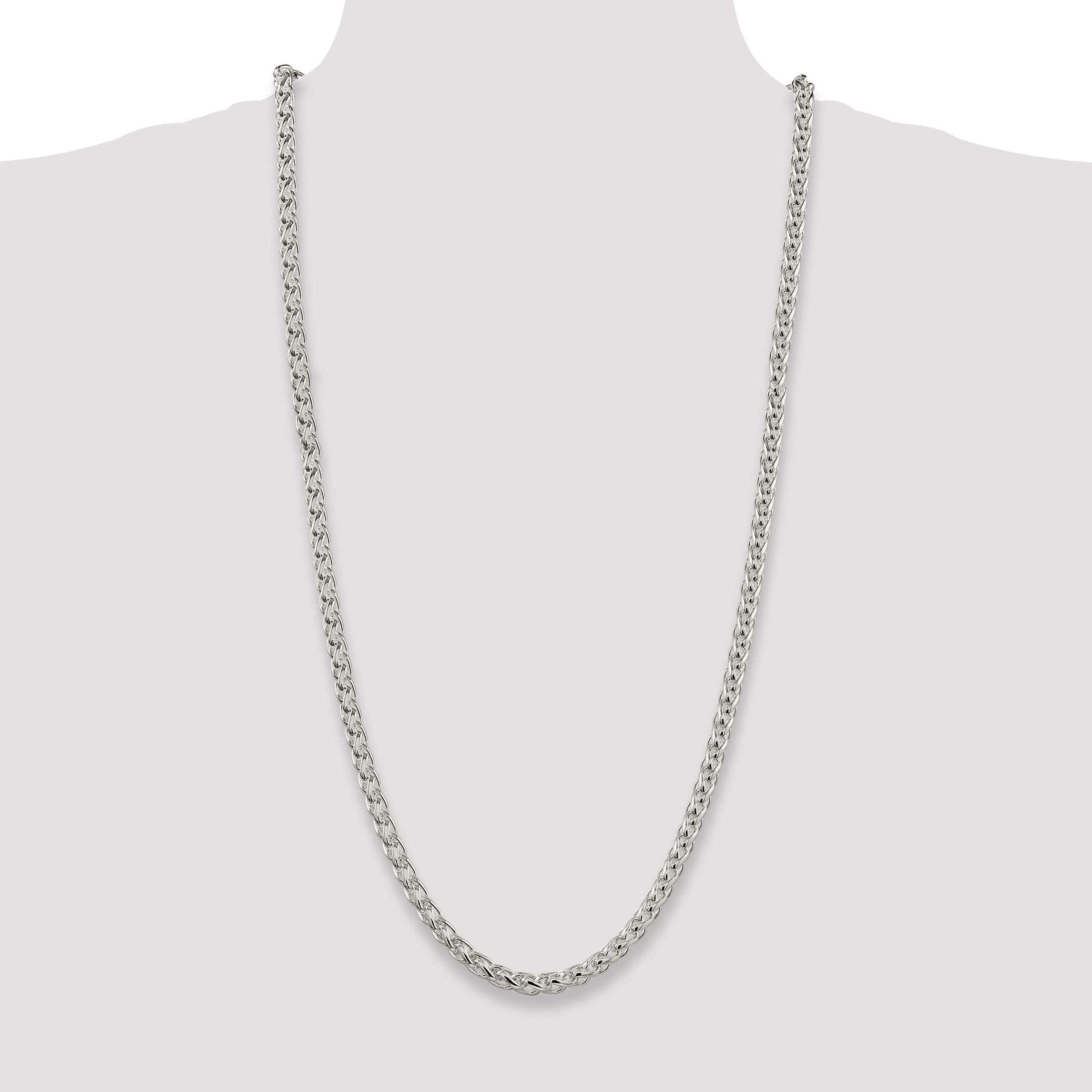 30 Inch Sterling Silver 6mm Round Spiga Chain Necklace
