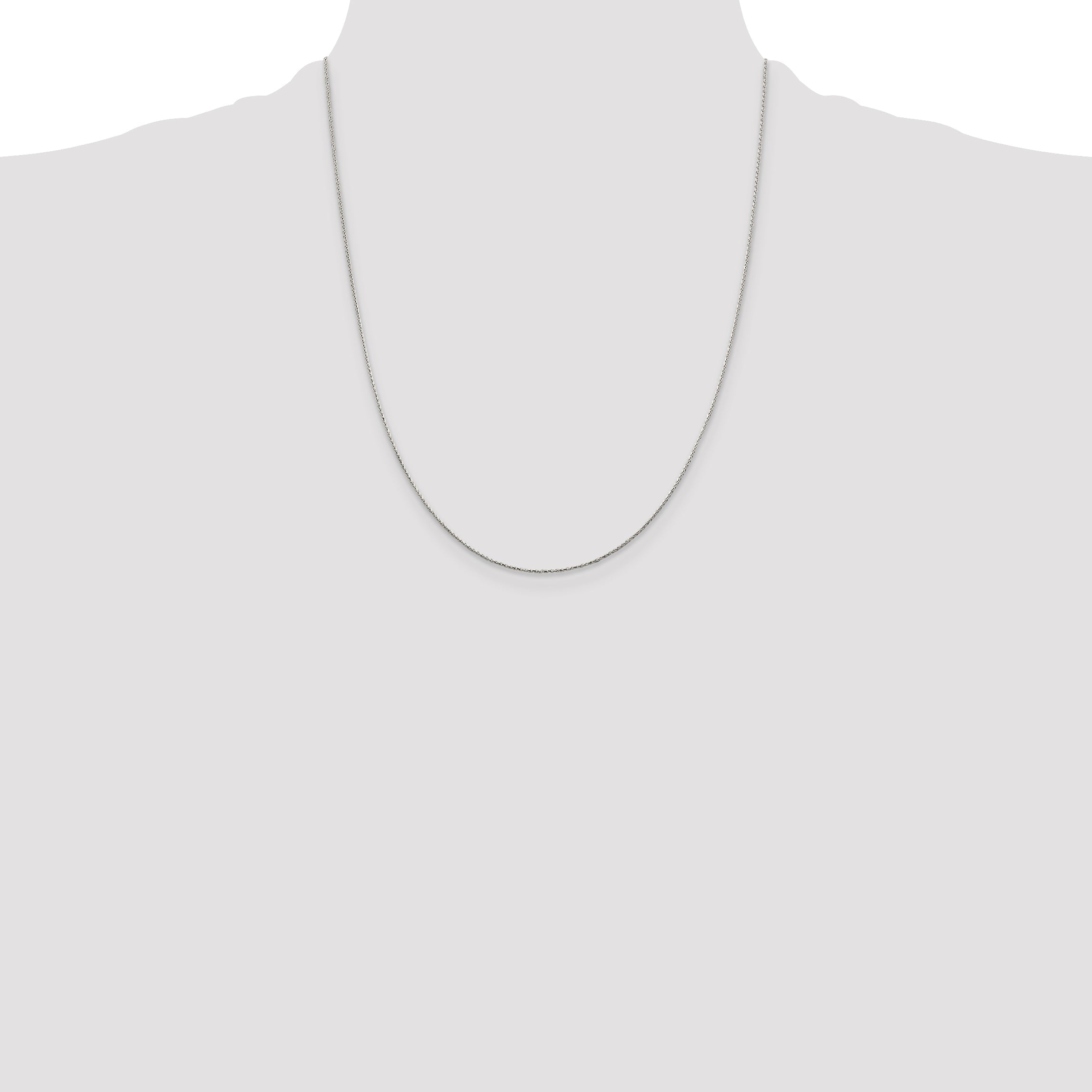 22 Inch Sterling Silver .85mm Diamond-Cut Round Spiga Chain Necklace