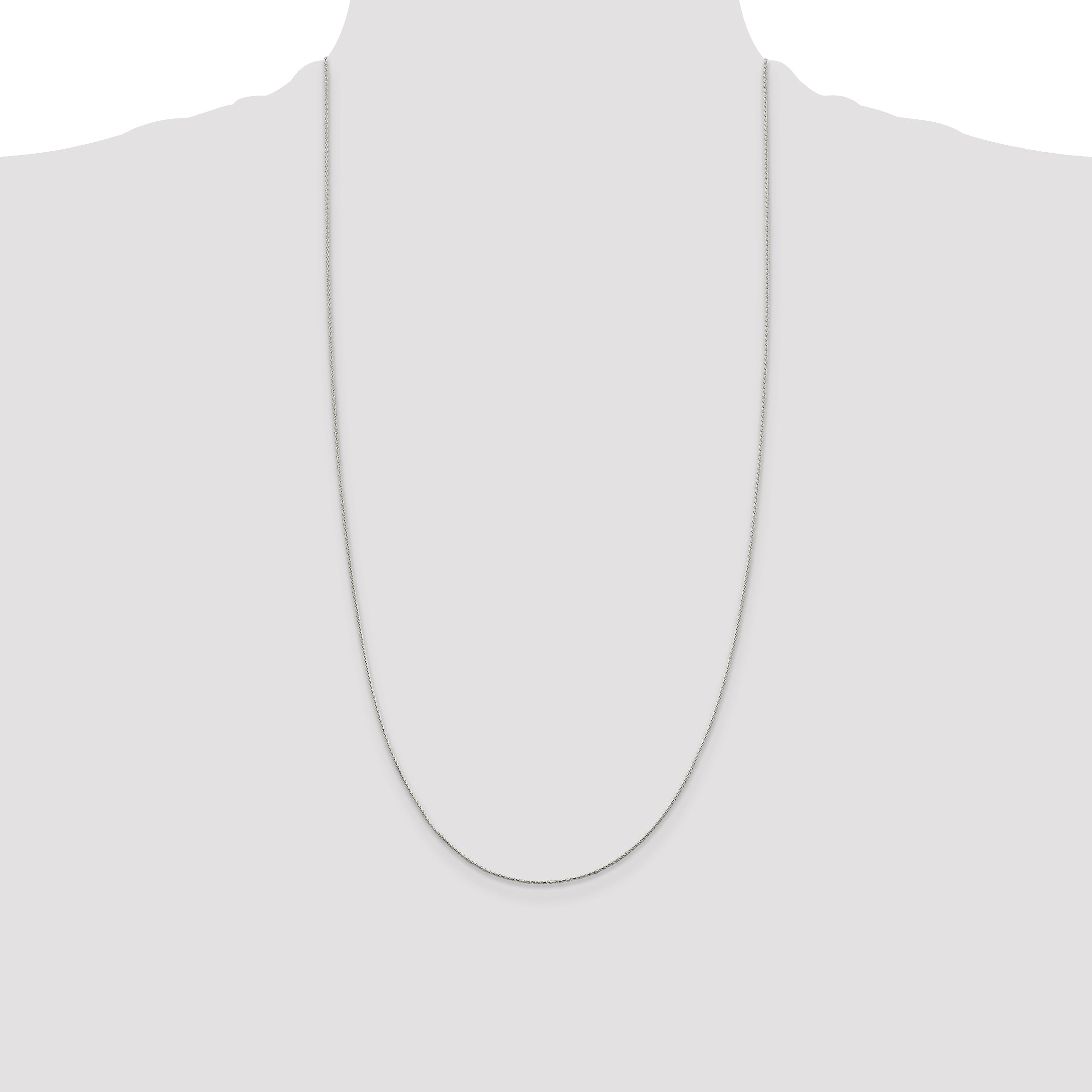 28 Inch Sterling Silver .85mm Diamond-Cut Round Spiga Chain Necklace