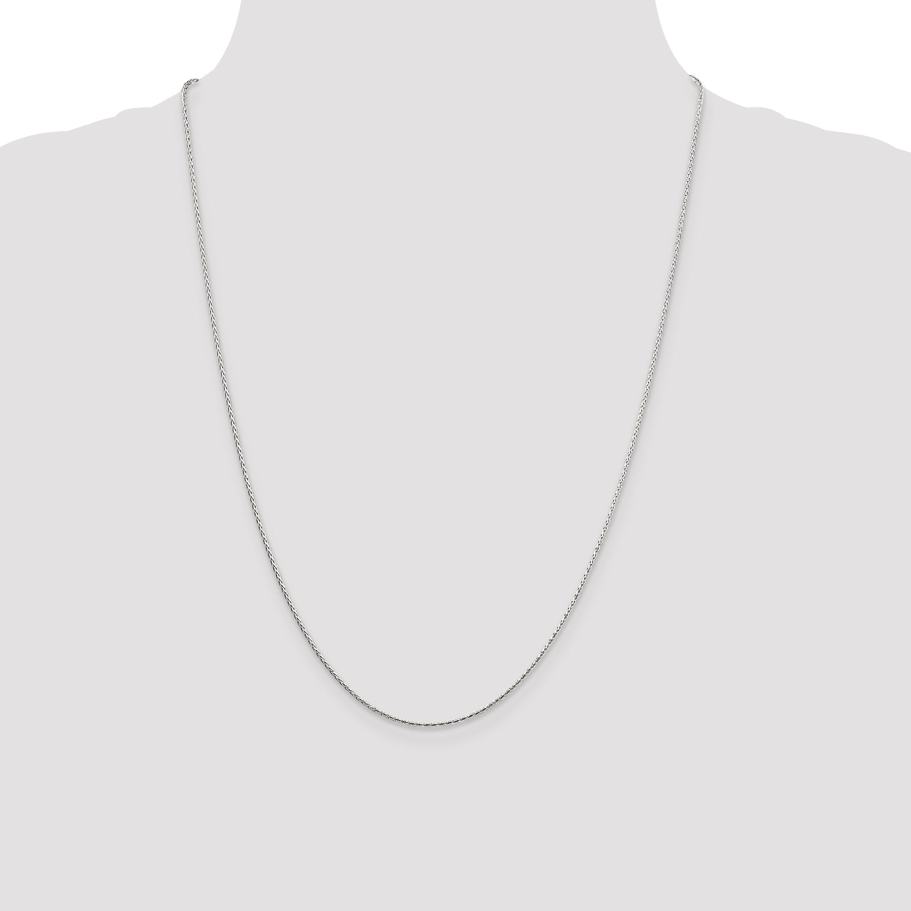 24 Inch Sterling Silver 1.25mm Diamond-Cut Round Spiga Chain Necklace