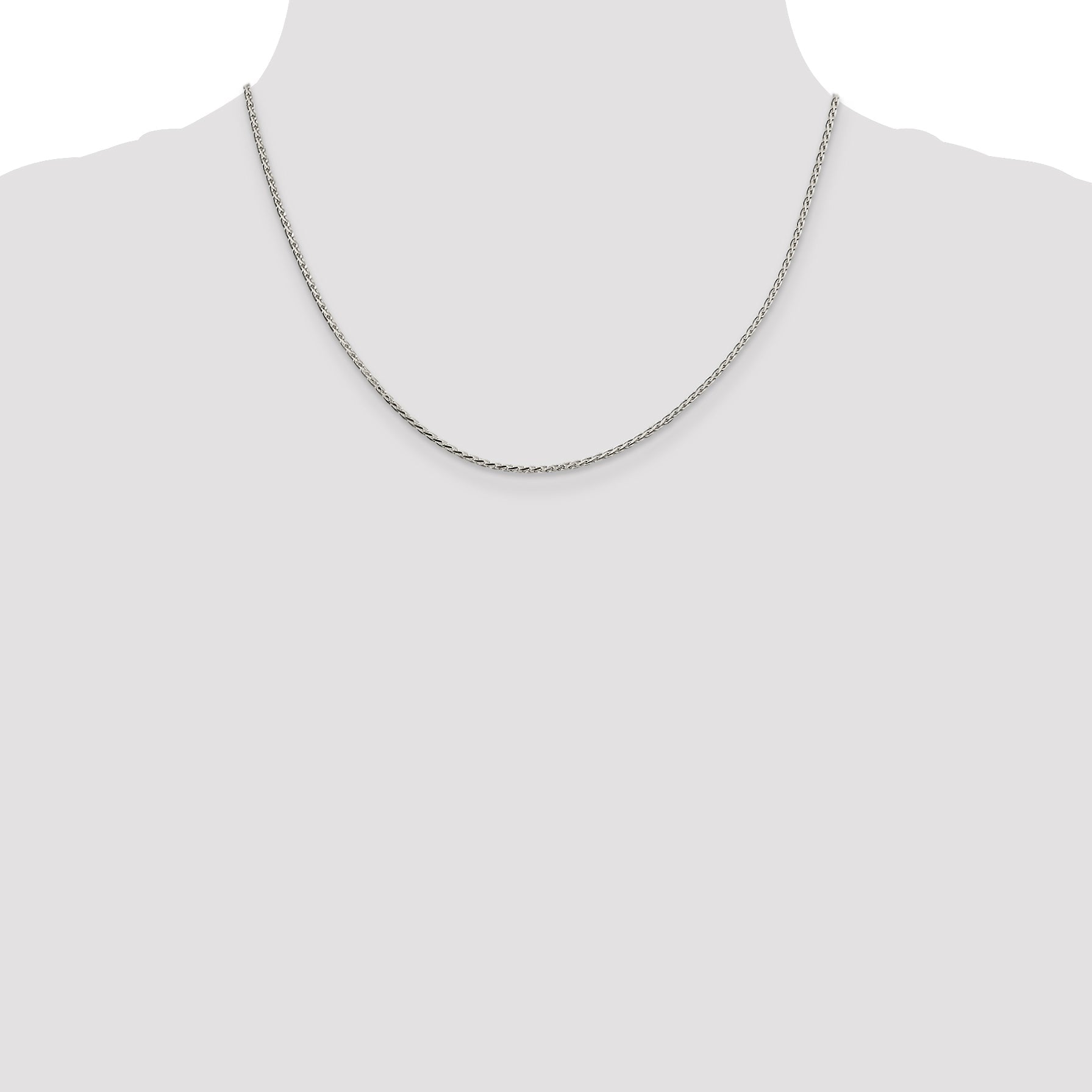 18 Inch Sterling Silver 1.7mm Diamond-Cut Round Spiga Chain Necklace