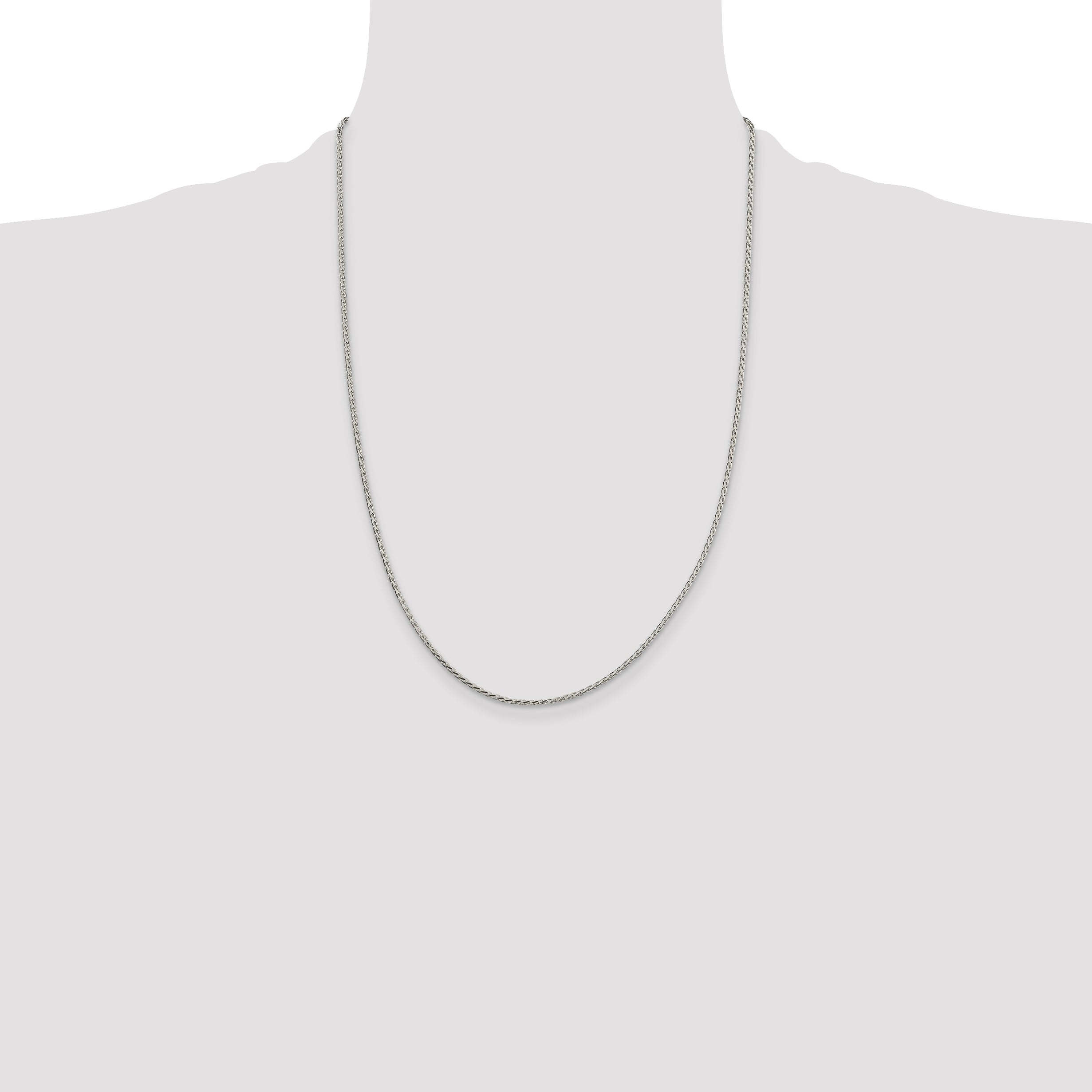 22 Inch Sterling Silver 1.7mm Diamond-Cut Round Spiga Chain W/4In Ext.