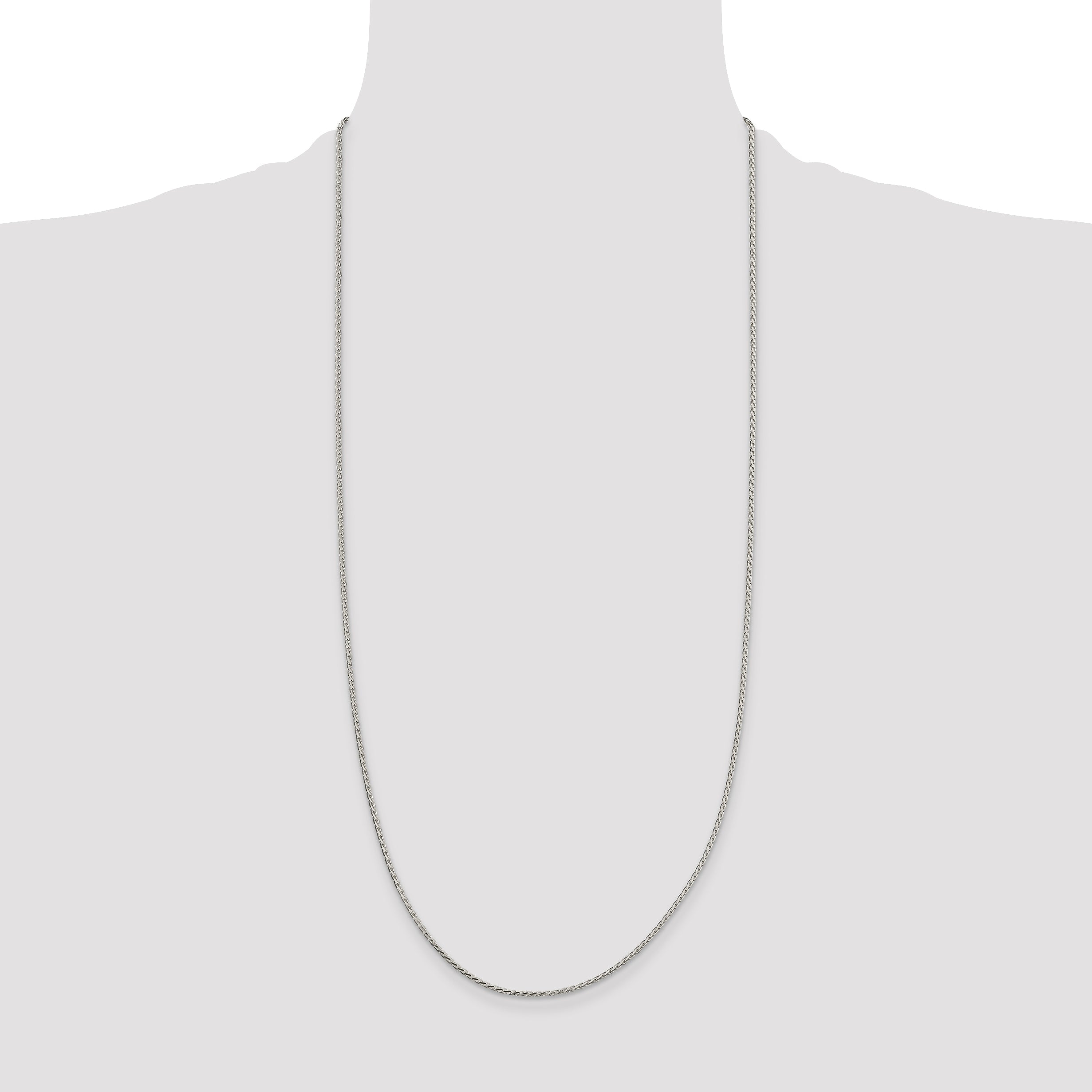 30 Inch Sterling Silver 1.7mm Diamond-Cut Round Spiga Chain Necklace