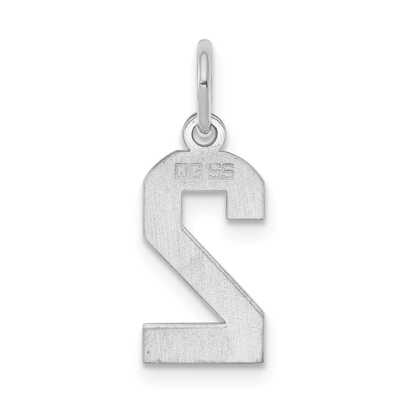 Sterling Silver Silver/Rhodium-Plated Polished Number 2 Charm