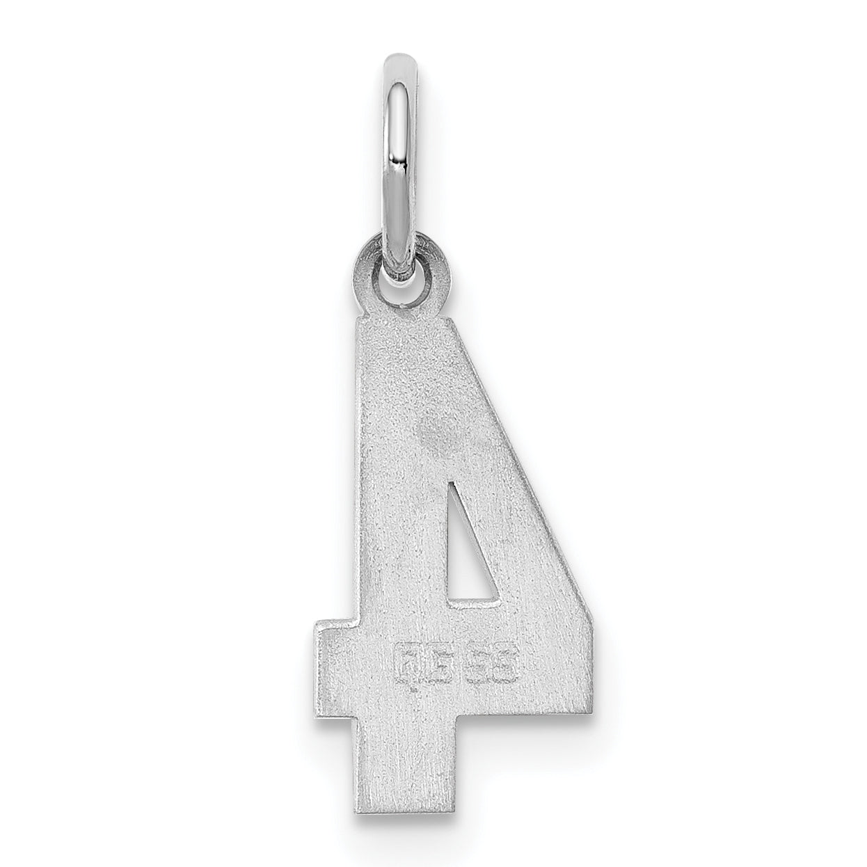 Sterling Silver Silver/Rhodium-Plated Polished Number 4 Charm
