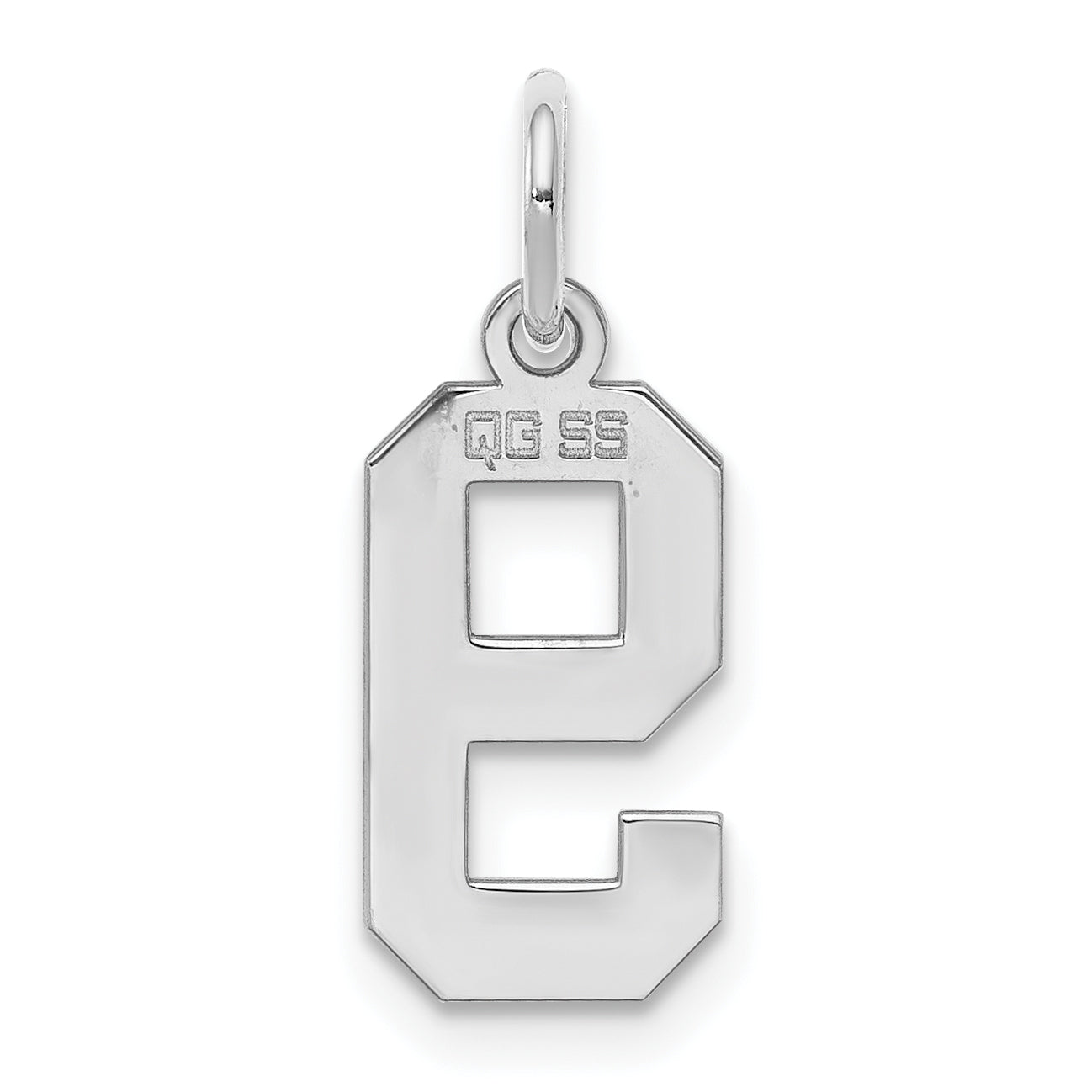 Sterling Silver Silver/Rhodium-Plated Polished Number 9 Charm