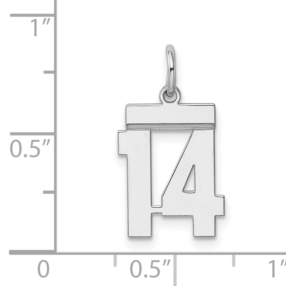 Sterling Silver Silver/Rhodium-Plated Polished Number 14 Charm