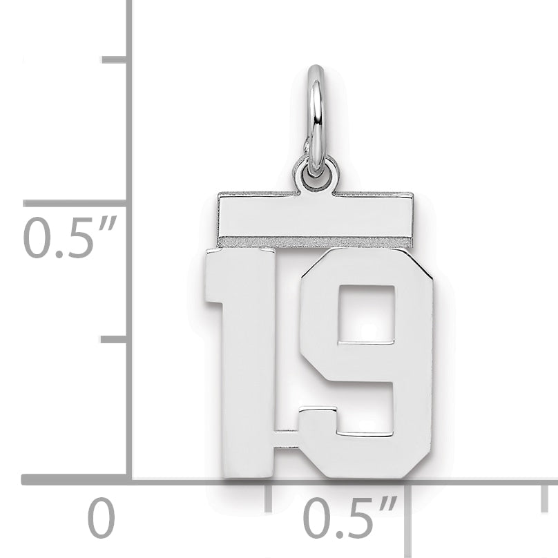 Sterling Silver Silver/Rhodium-Plated Polished Number 19 Charm