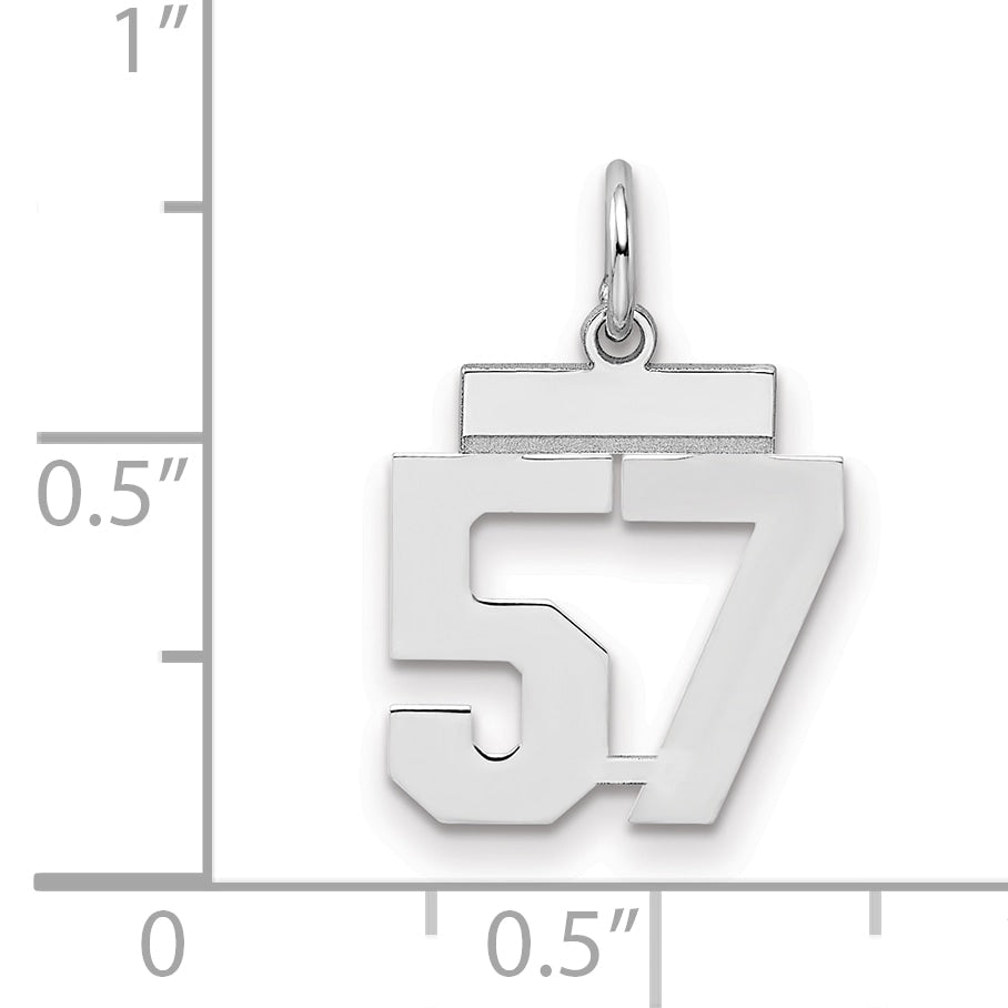 Sterling Silver Silver/Rhodium-Plated Polished Number 57 Charm