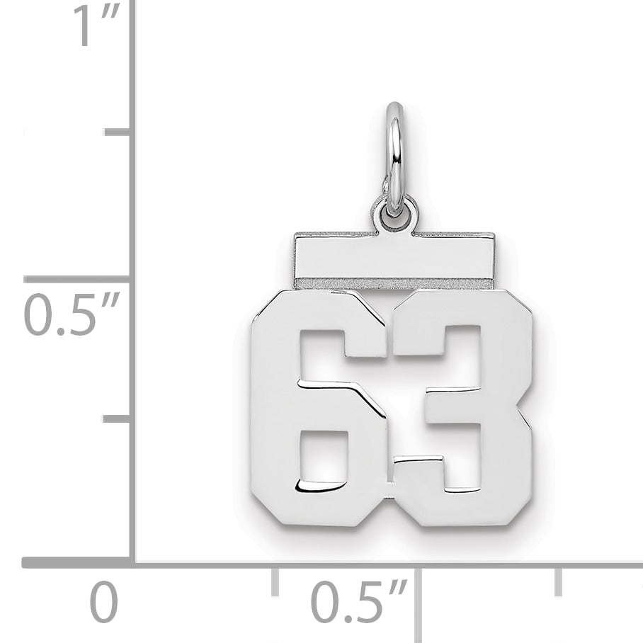 Sterling Silver Silver/Rhodium-Plated Polished Number 63 Charm