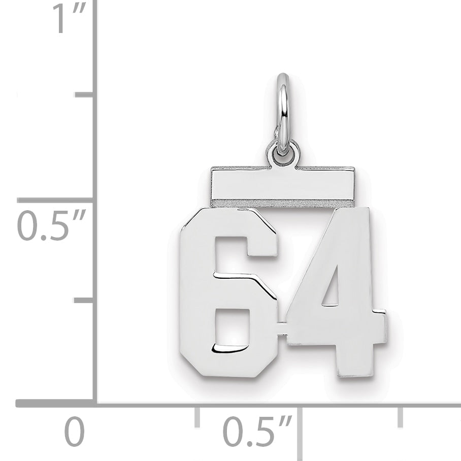 Sterling Silver Silver/Rhodium-Plated Polished Number 64 Charm