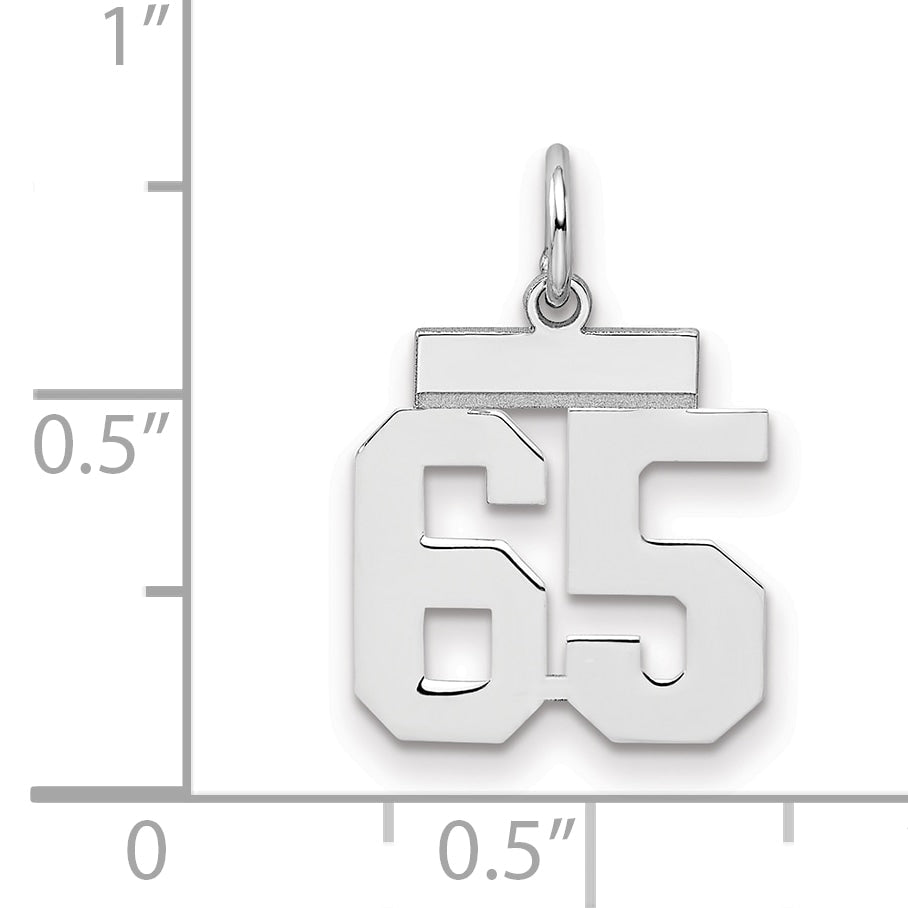 Sterling Silver Silver/Rhodium-Plated Polished Number 65 Charm