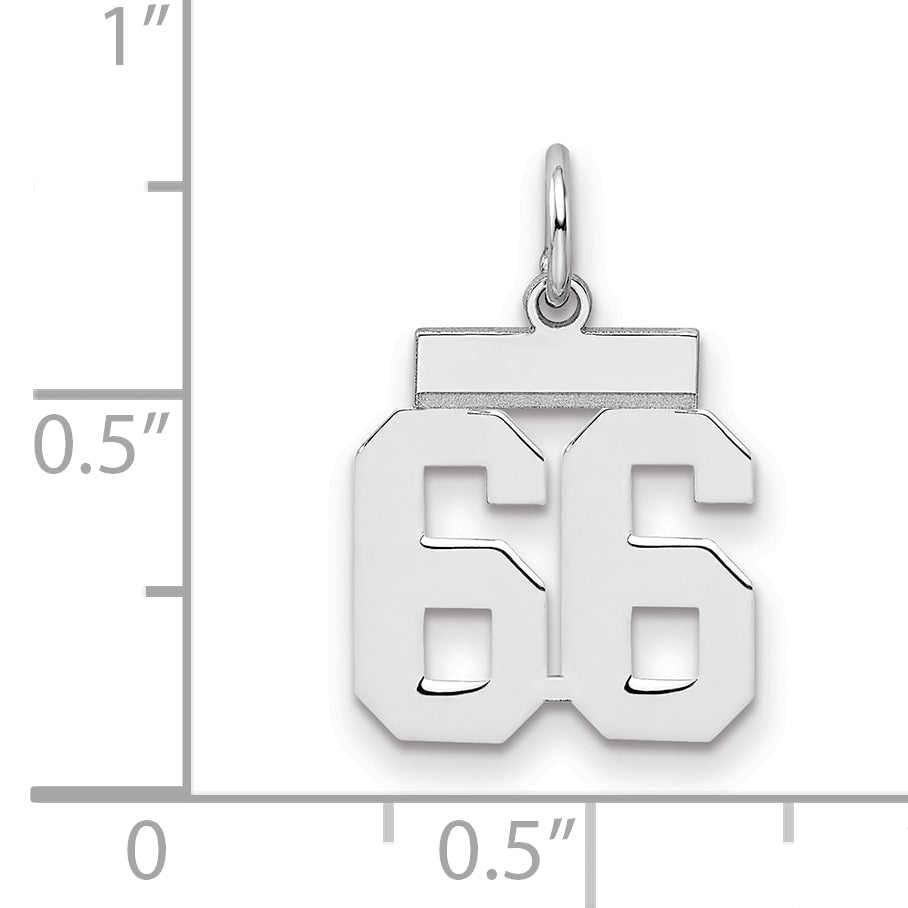 Sterling Silver Silver/Rhodium-Plated Polished Number 66 Charm