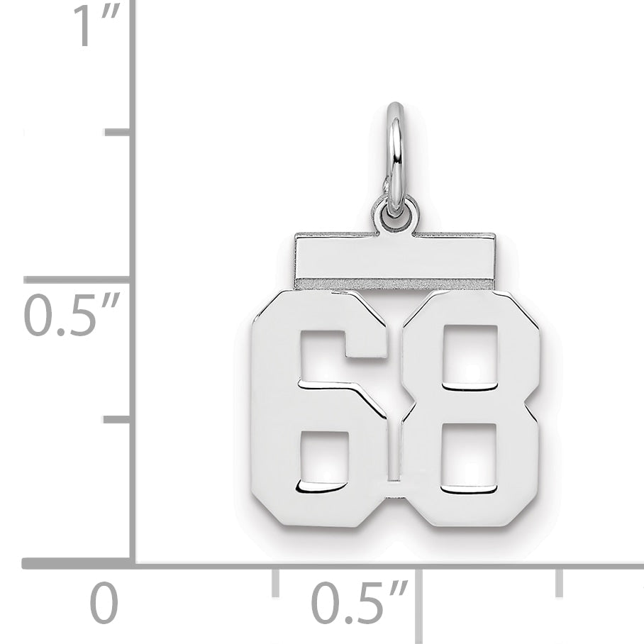 Sterling Silver Silver/Rhodium-Plated Polished Number 68 Charm