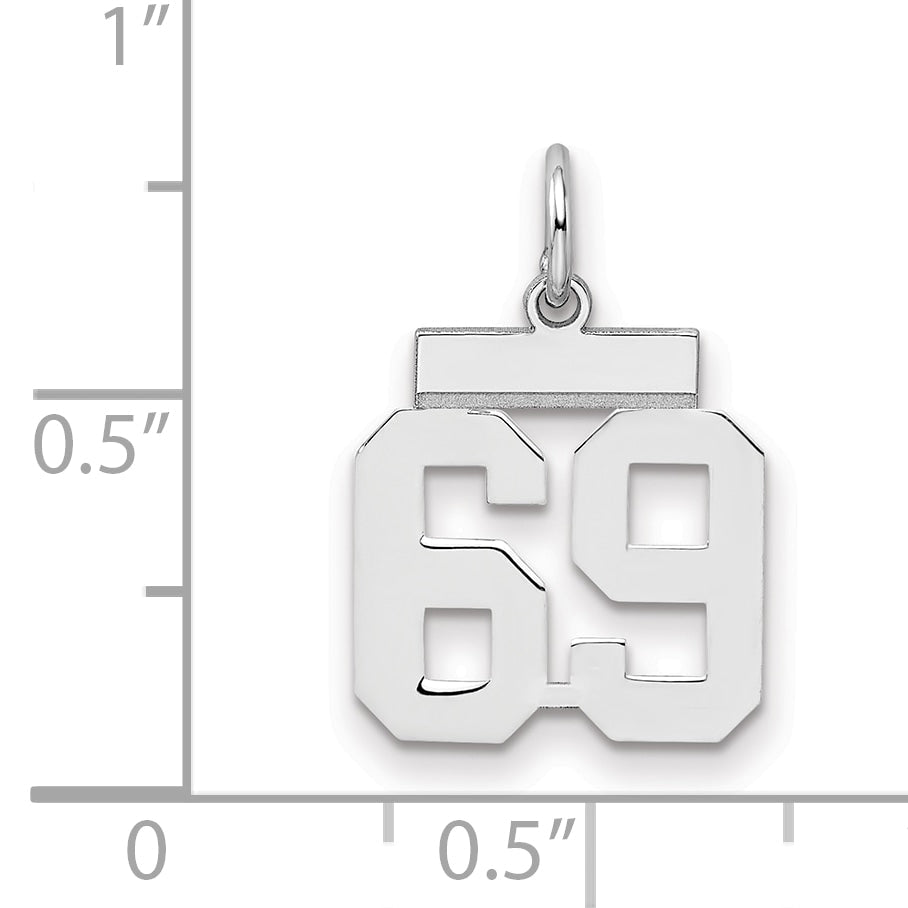 Sterling Silver Silver/Rhodium-Plated Polished Number 69 Charm