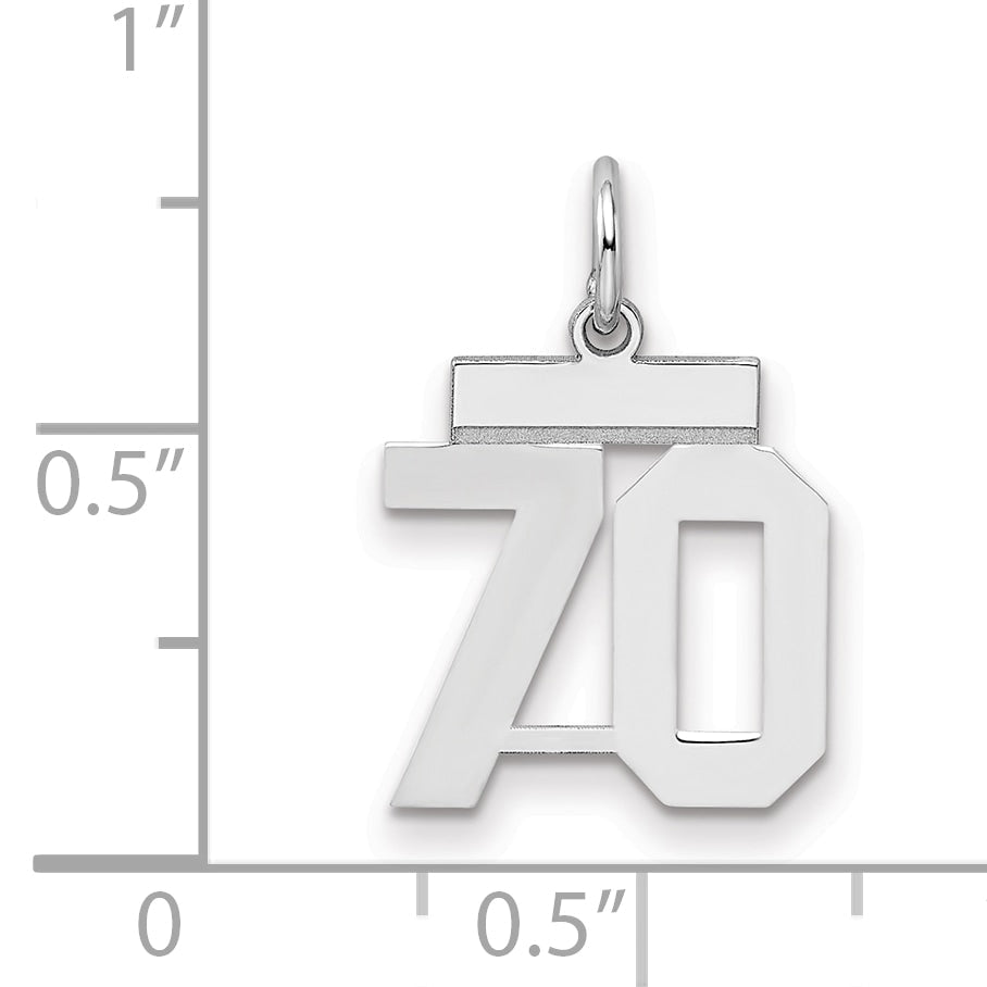 Sterling Silver Silver/Rhodium-Plated Polished Number 70 Charm