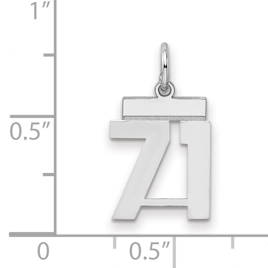 Sterling Silver Silver/Rhodium-Plated Polished Number 71 Charm