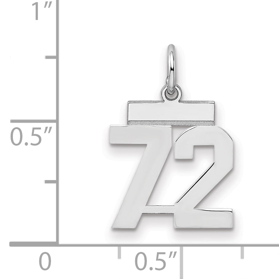 Sterling Silver Silver/Rhodium-Plated Polished Number 72 Charm