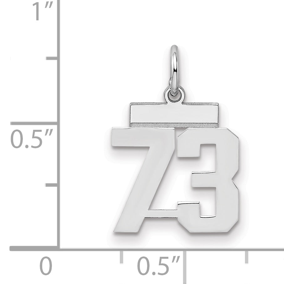 Sterling Silver Silver/Rhodium-Plated Polished Number 73 Charm
