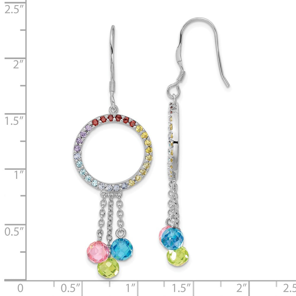 Sterling Silver & Multi-Color Cz Color Me Happy Dangle Earrings