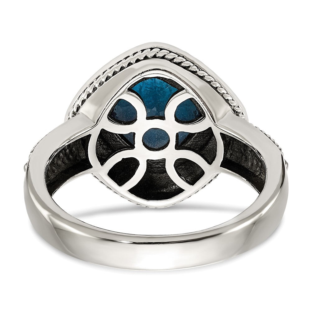 14K/Silver Two Tone Shey Couture Sterling Silver With 14K Accent Antiqued London Blue Topaz Ring (Size 8 Only)