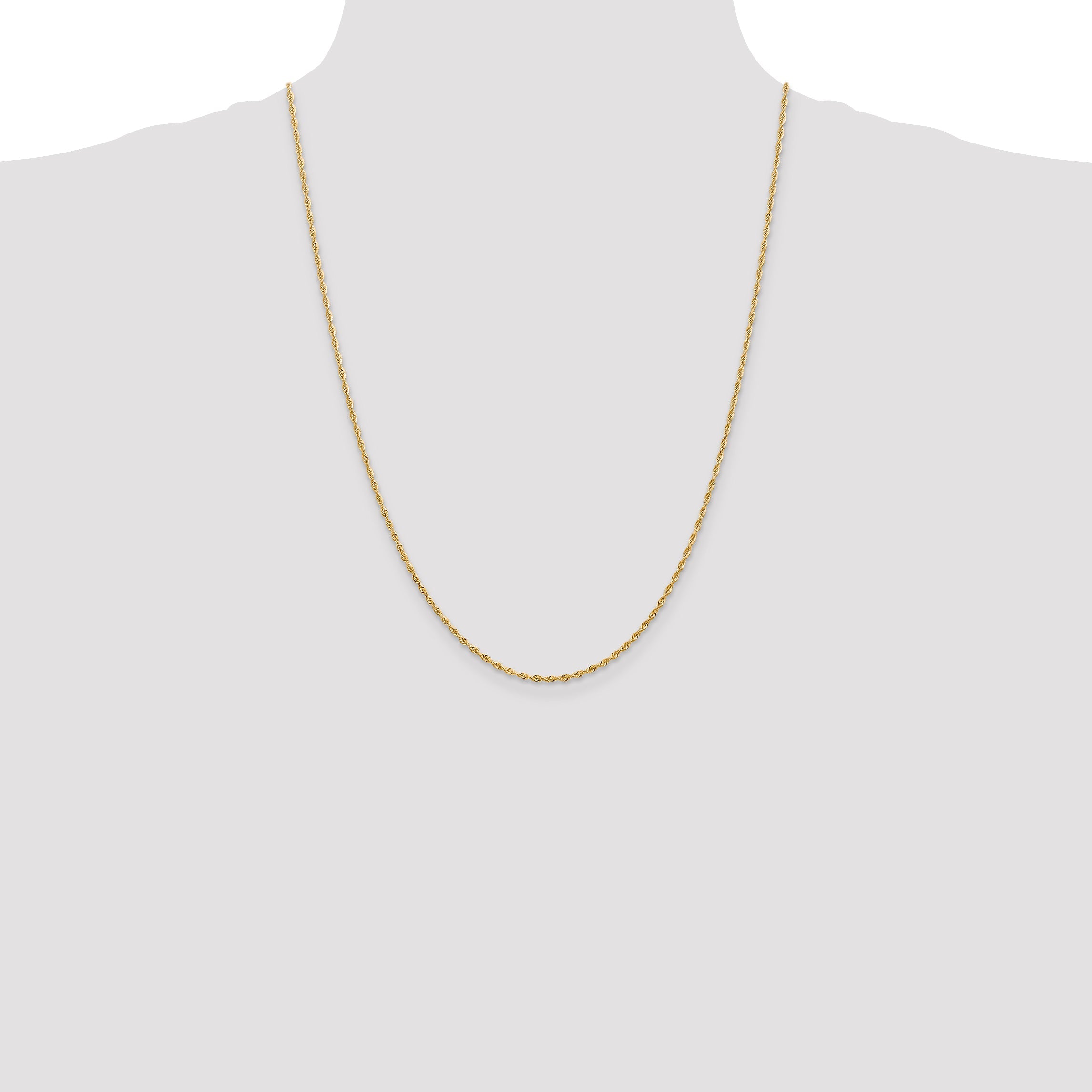 14K Yellow Gold 24 Inch 1.85mm Diamond-Cut Quadruple Rope Lobster Clasp Chain Necklace