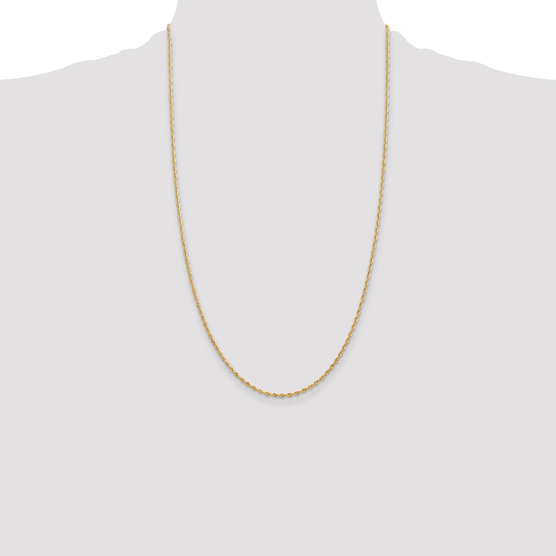 14K Yellow Gold 26 Inch 1.85mm Diamond-Cut Quadruple Rope Lobster Clasp Chain Necklace