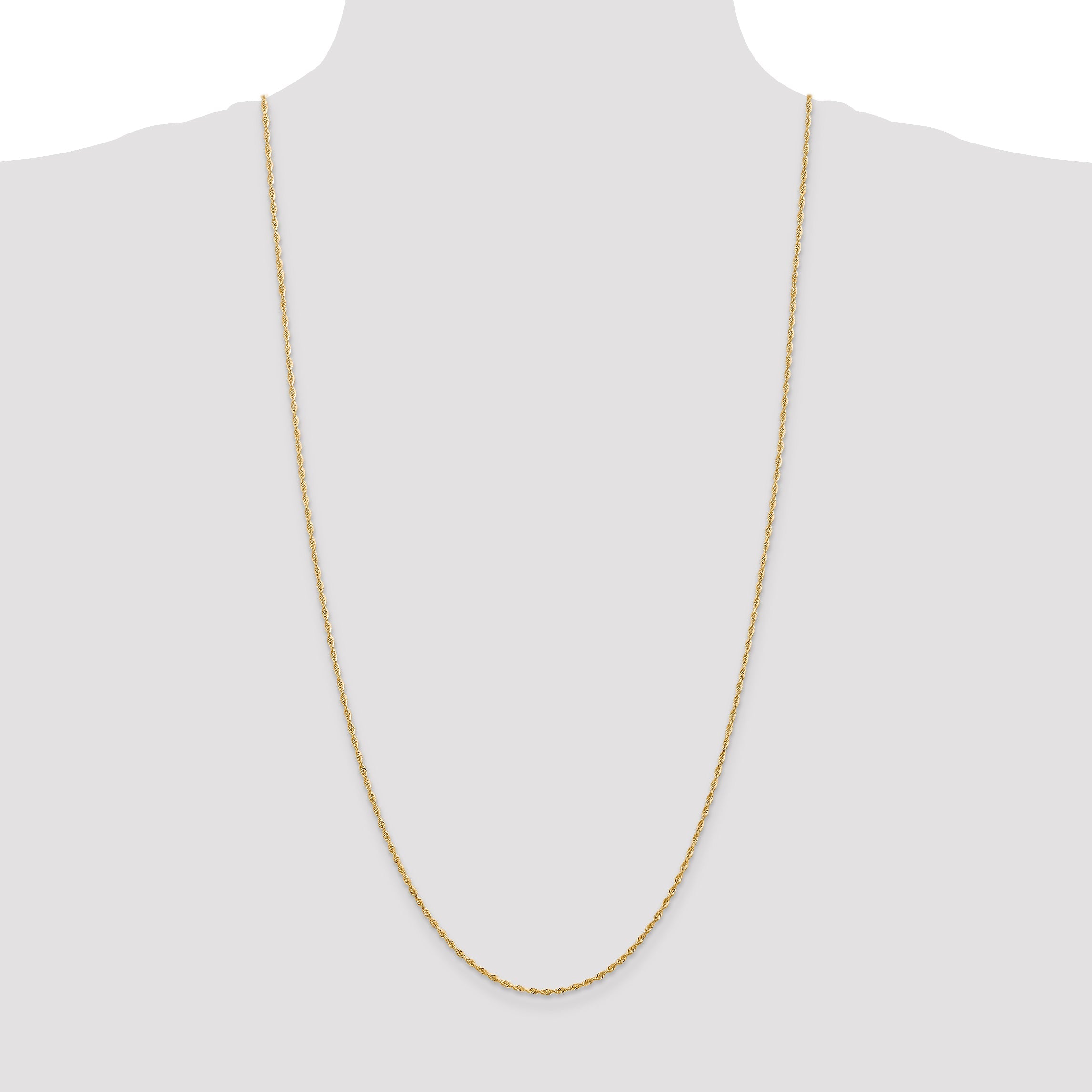14K Yellow Gold 30 Inch 1.85mm Diamond-Cut Quadruple Rope Lobster Clasp Chain Necklace