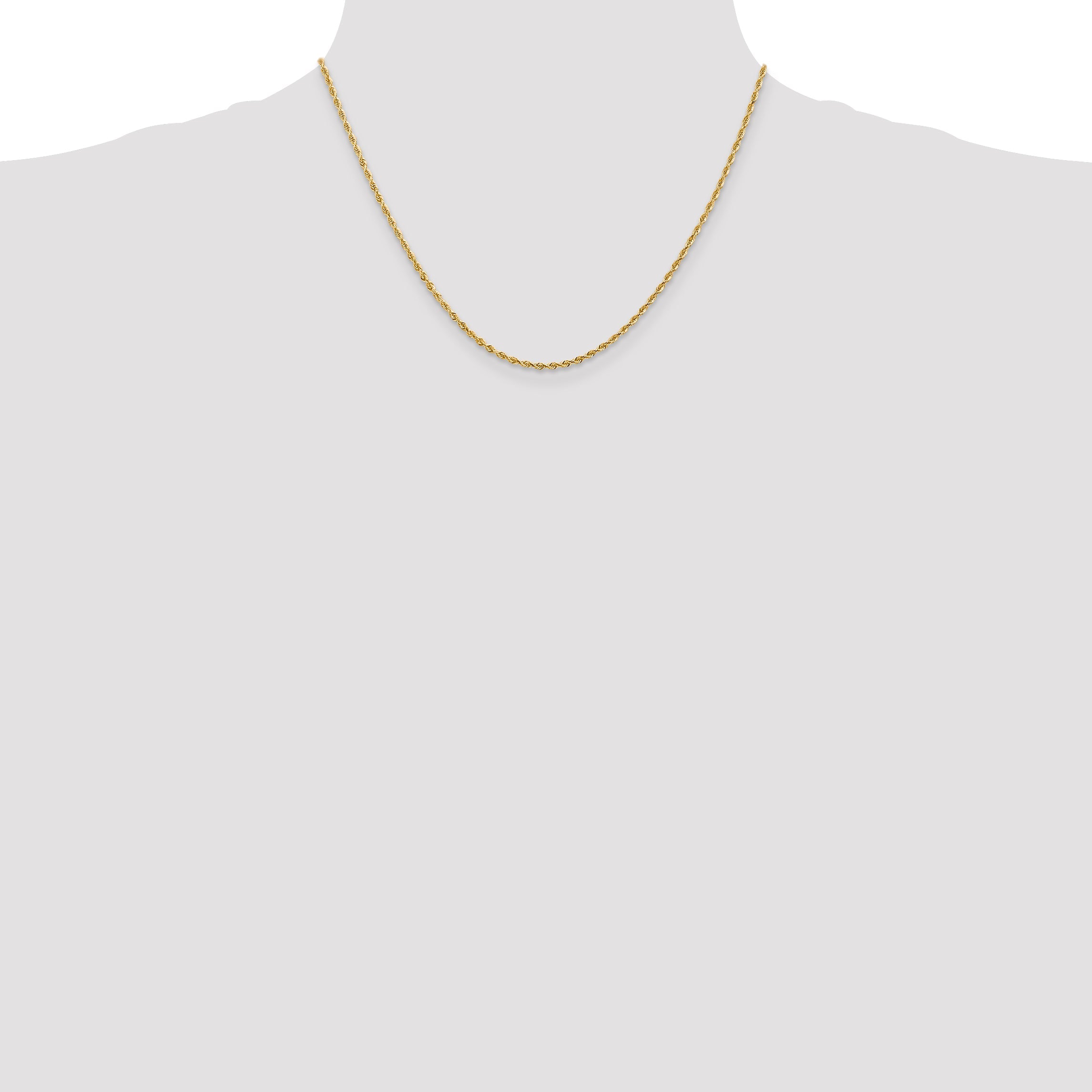 14K Yellow Gold 18 Inch 2mm Diamond-Cut Quadruple Rope Lobster Clasp Chain Necklace