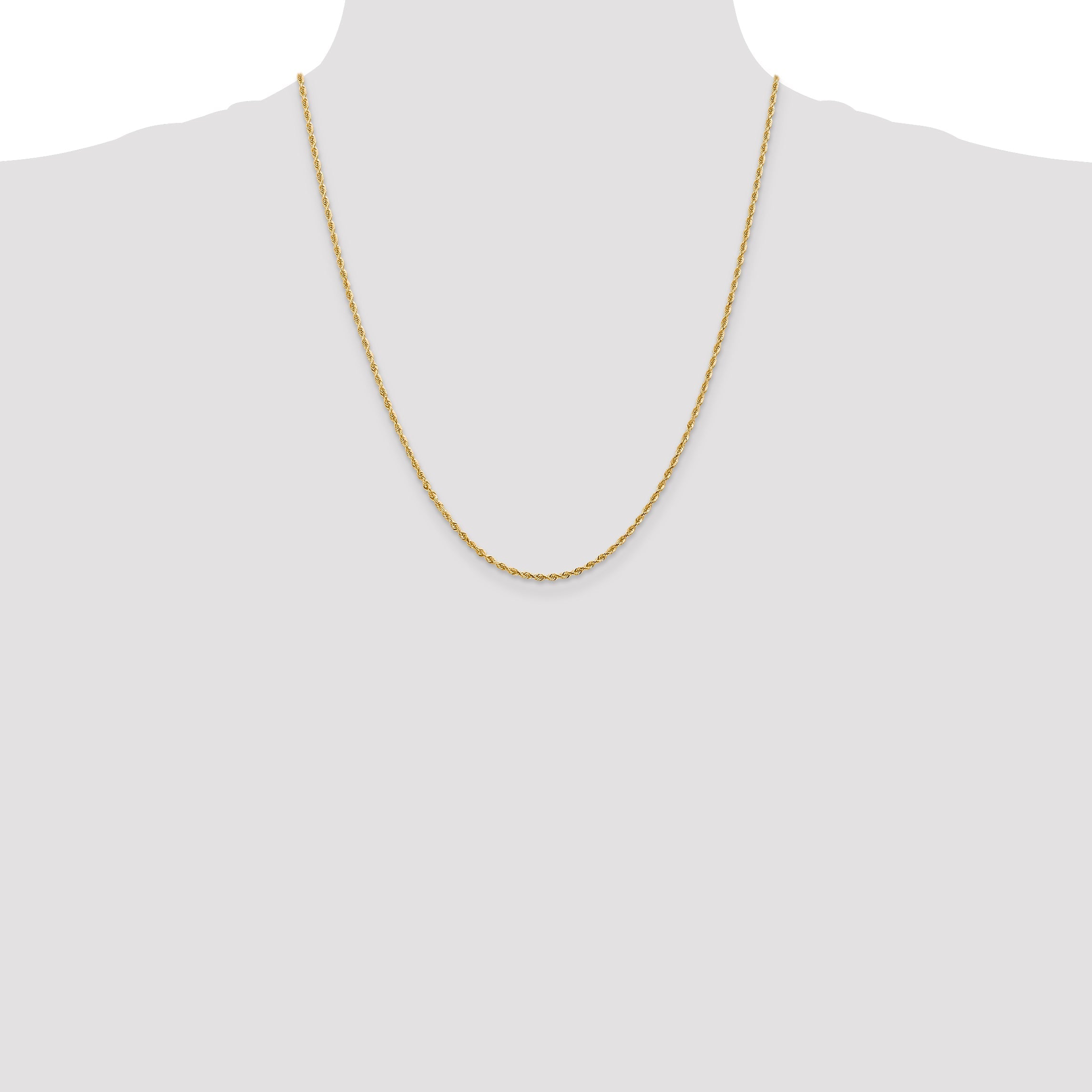 14K Yellow Gold 22 Inch 2mm Diamond-Cut Quadruple Rope Lobster Clasp Chain Necklace