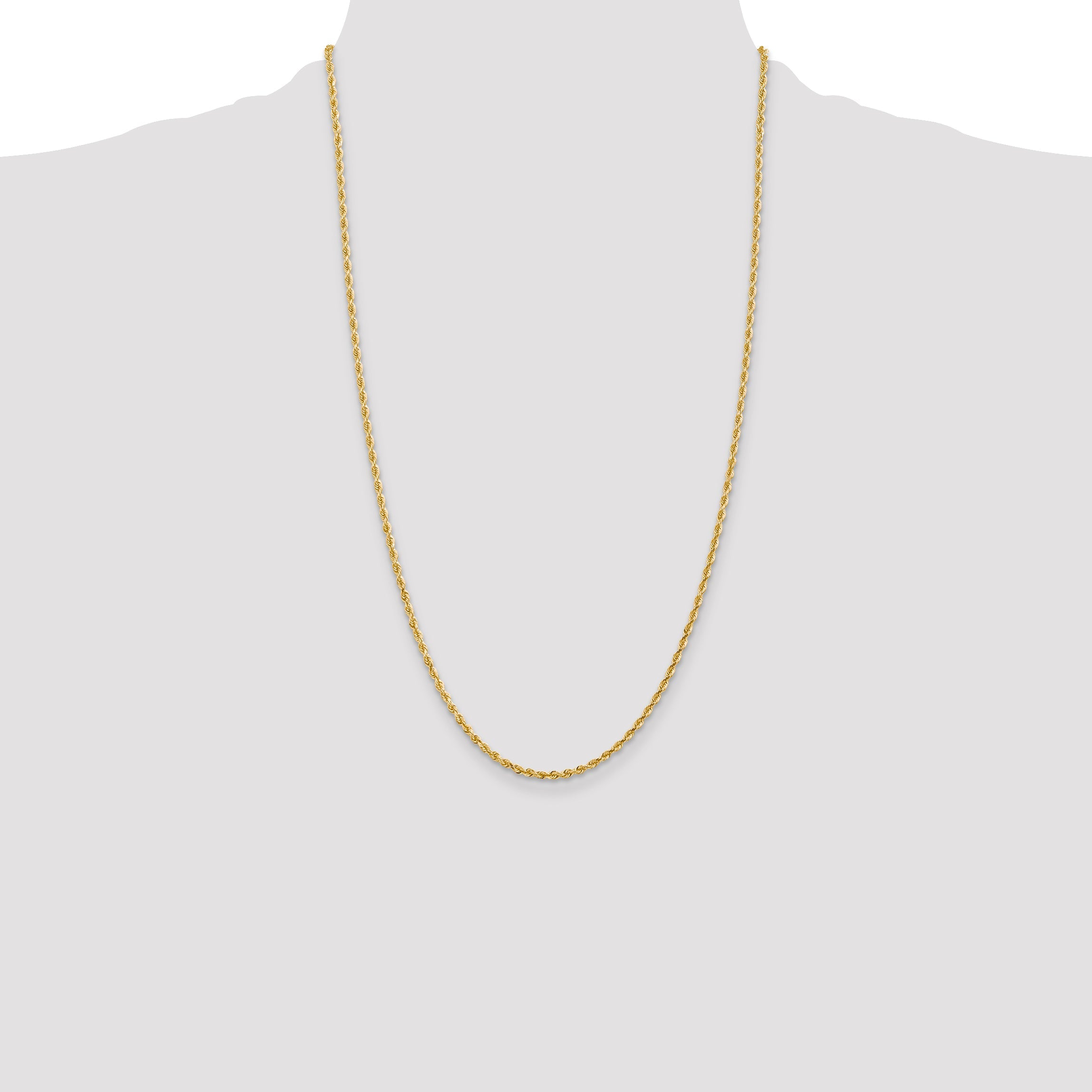 14K Yellow Gold 26 Inch 2.25mm Diamond-Cut Quadruple Rope Lobster Clasp Chain Necklace