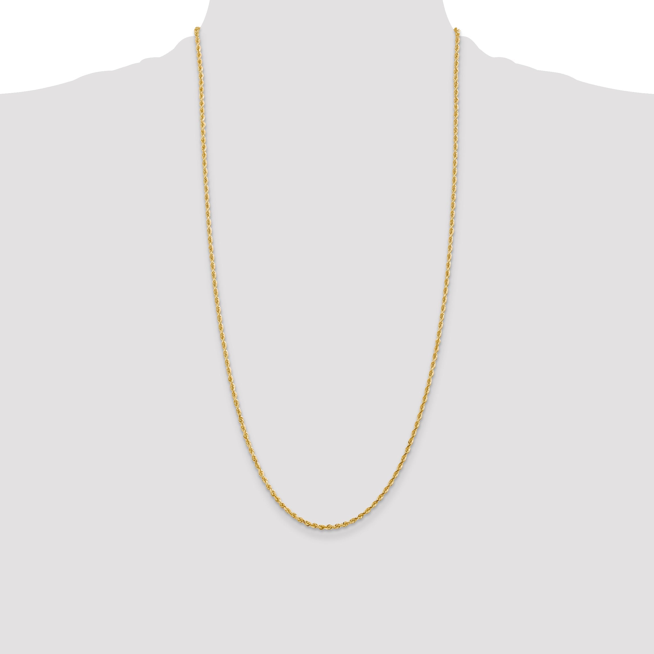 14K Yellow Gold 28 Inch 2.25mm Diamond-Cut Quadruple Rope Lobster Clasp Chain Necklace
