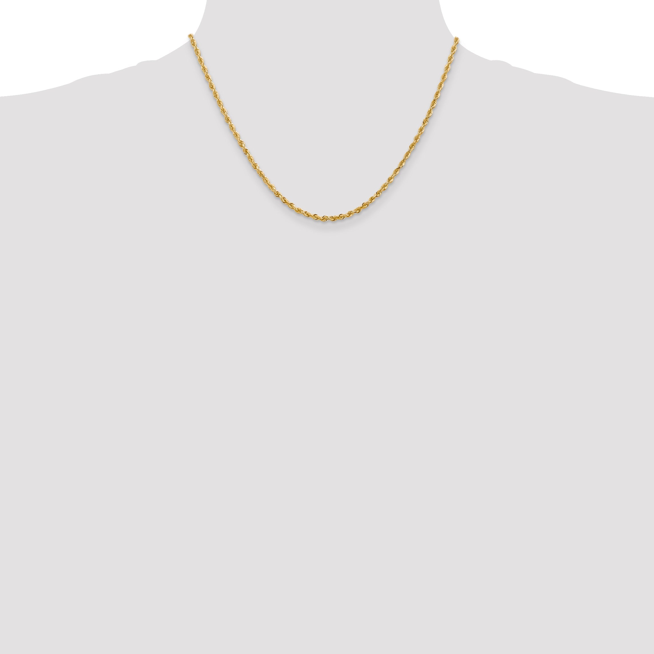 14K Yellow Gold 18 Inch 2.75mm Diamond-Cut Quadruple Rope Lobster Clasp Chain Necklace