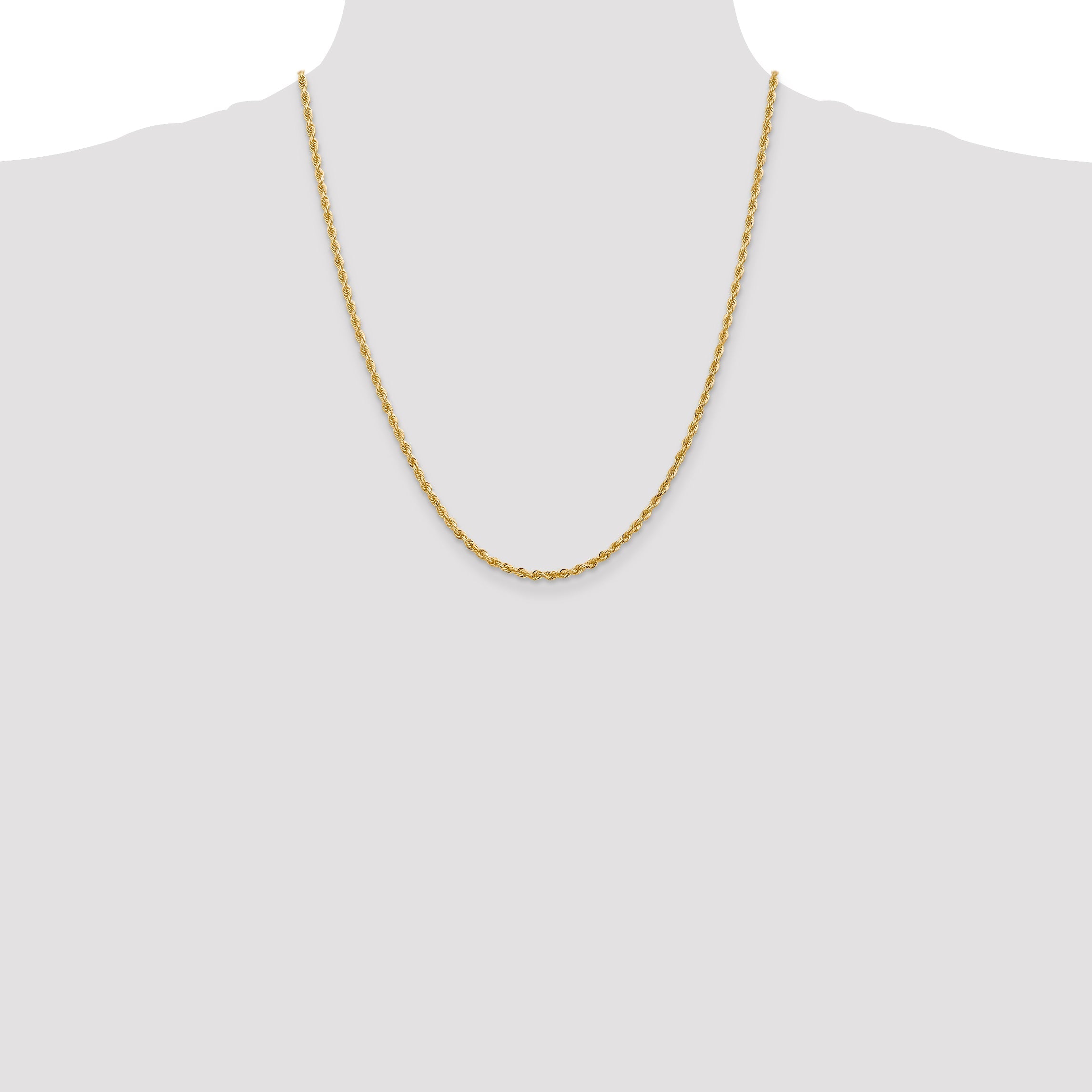 14K Yellow Gold 22 Inch 2.75mm Diamond-Cut Quadruple Rope Lobster Clasp Chain Necklace
