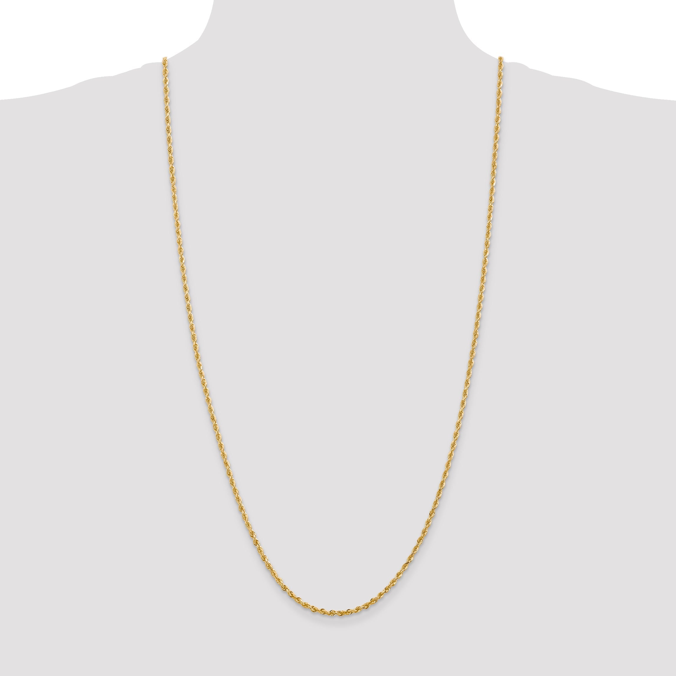 14K Yellow Gold 30 Inch 2.75mm Diamond-Cut Quadruple Rope Lobster Clasp Chain Necklace