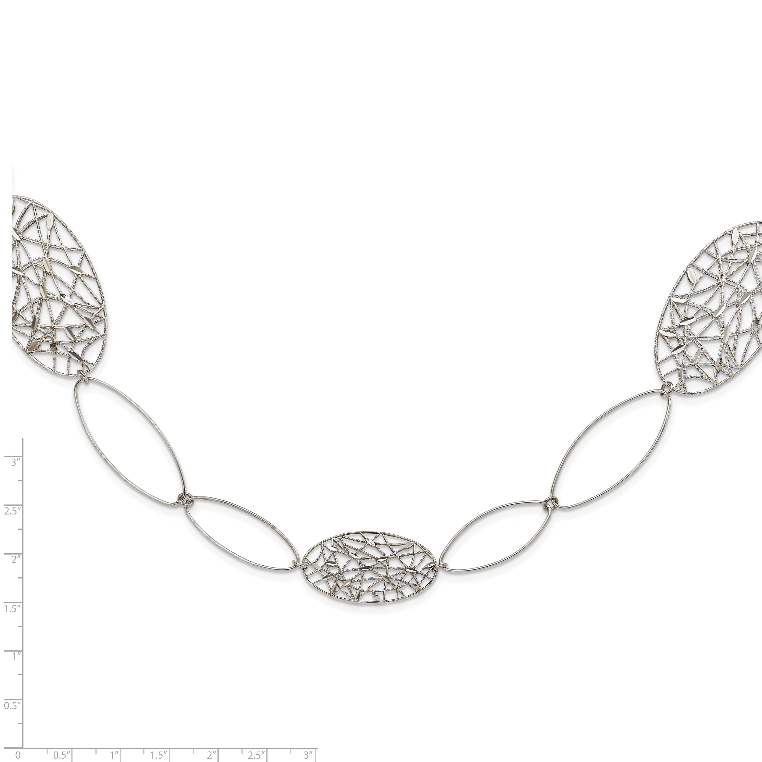 Sterling Silver Fancy Oval Link Necklace